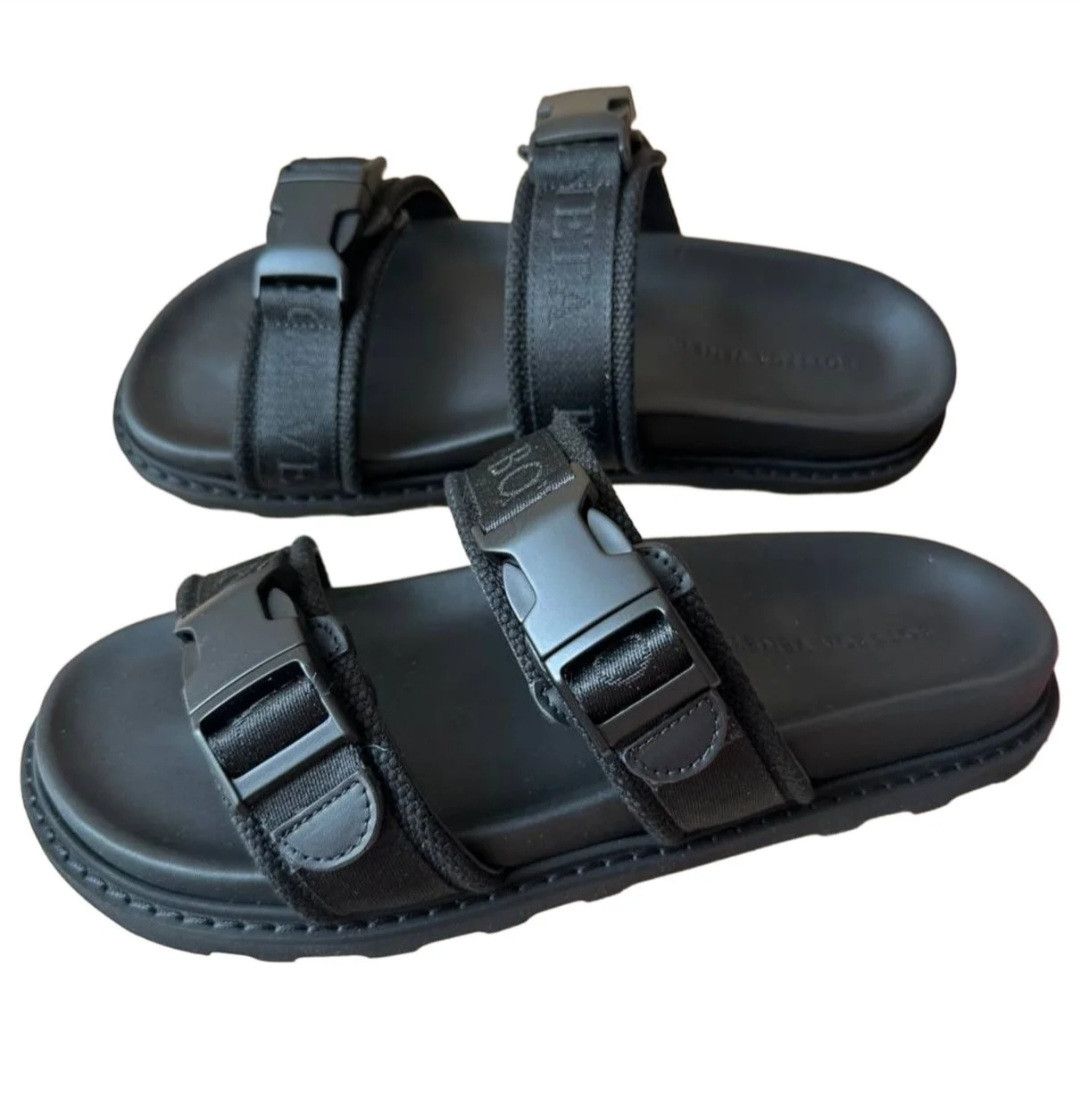 Bottega Veneta Bottega Veneta Leather & Canvas Strap Slide Sandals Size US 10 / EU 43 - 1 Thumbnail
