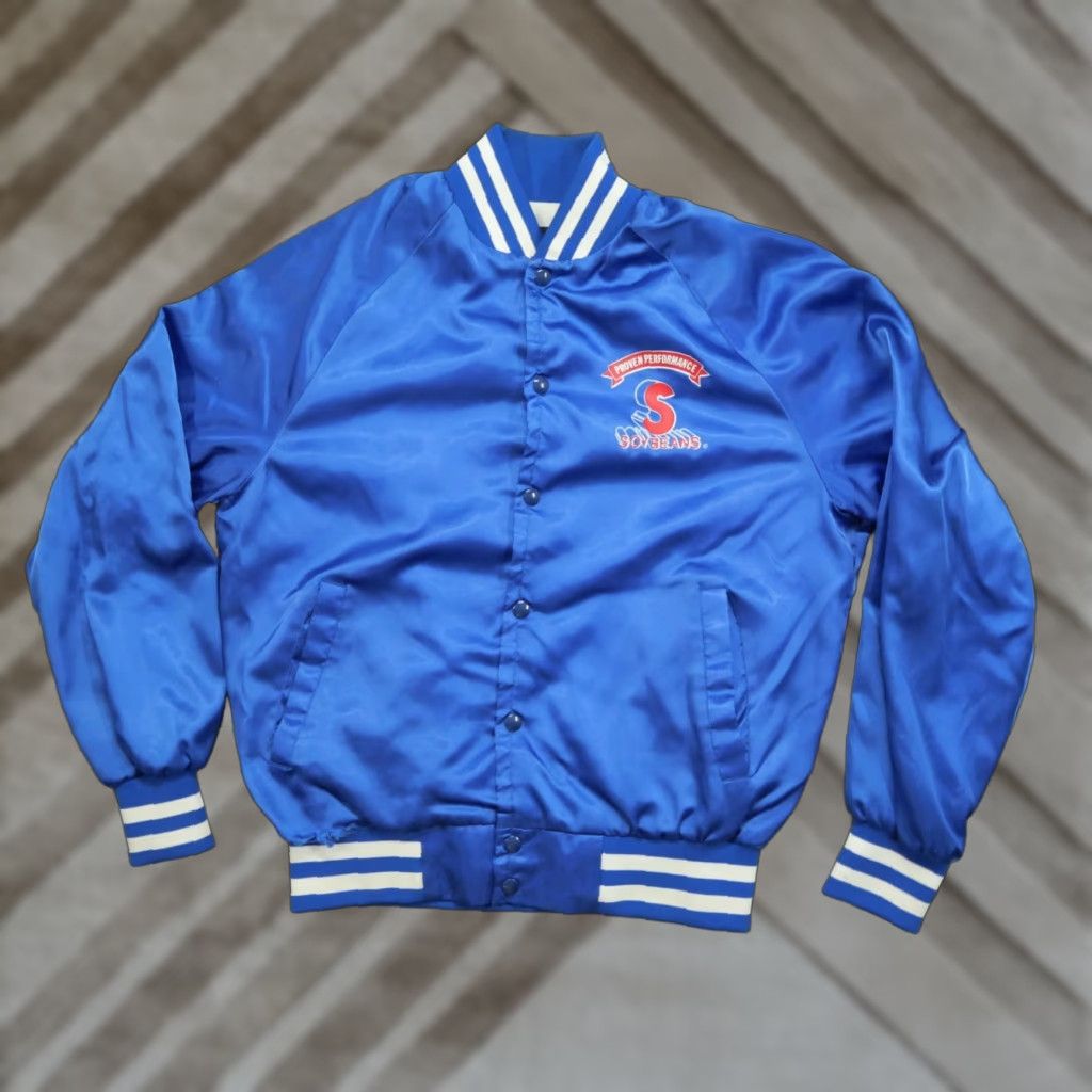 J Brand VINTAGE Soybean Jacket Mens L Blue Satin Proven Performance Bomber 80s Jacket Size US L / EU 52-54 / 3 - 1 Thumbnail