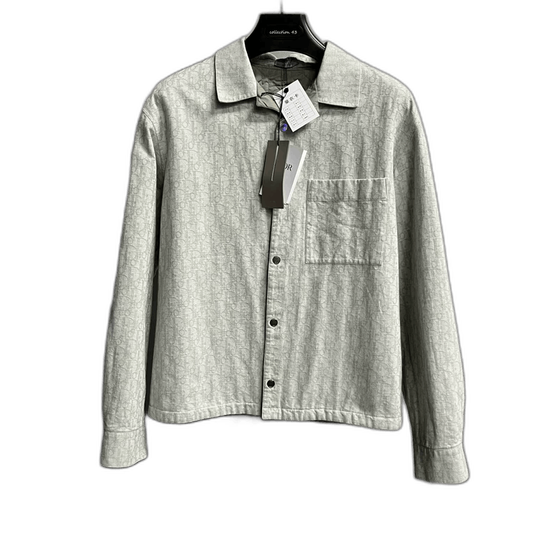 Dior Gray Long Sleeve Printed Shirt by Dior Size US L / EU 52-54 / 3 - 1 Thumbnail