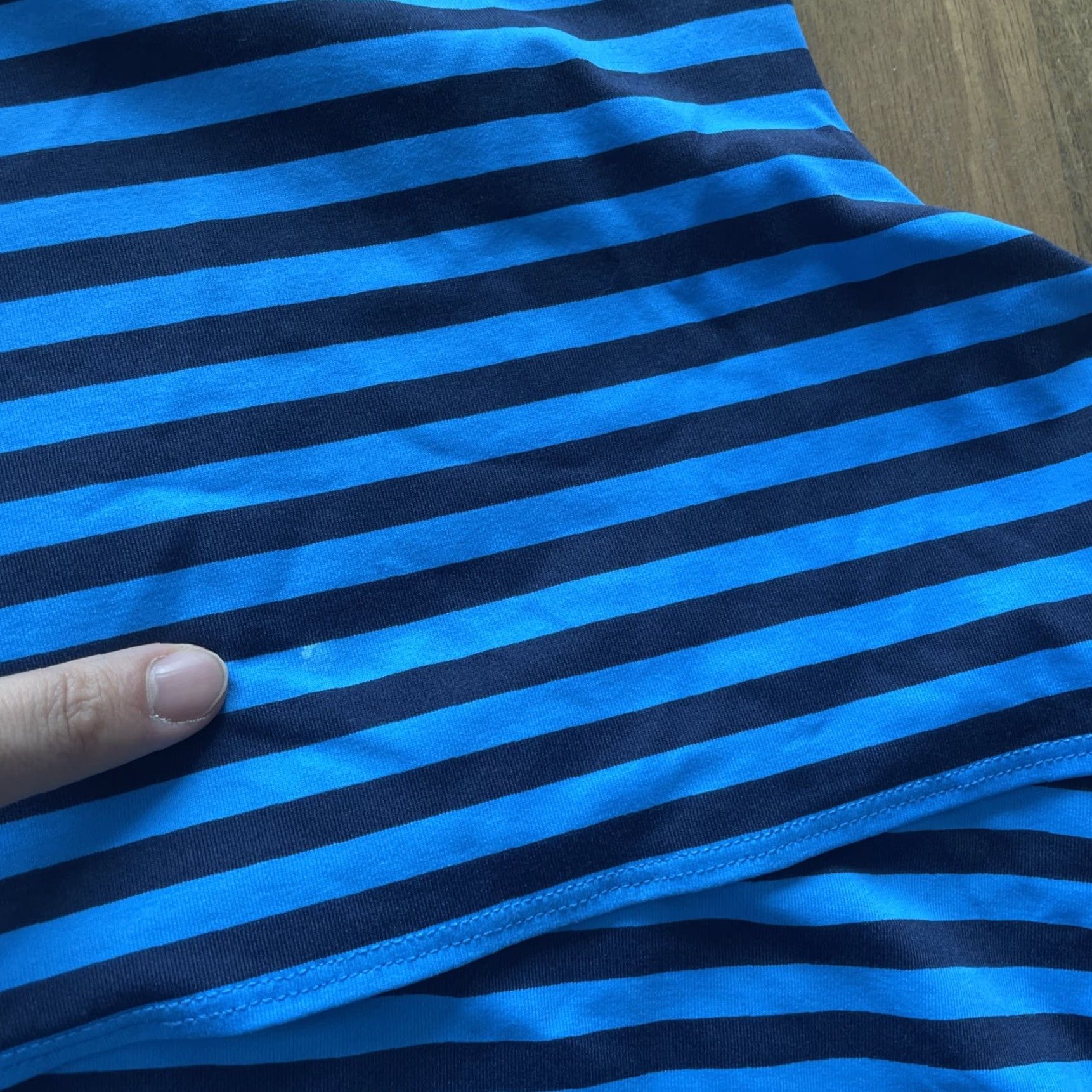 J.McLaughlin J. McLaughlin Dress Catalina Cloth Nicola Tiered Blue Striped Sleeveless L Knee Length Jersey Nylon Spandex Size L / US 10 / IT 46 - 5 Thumbnail