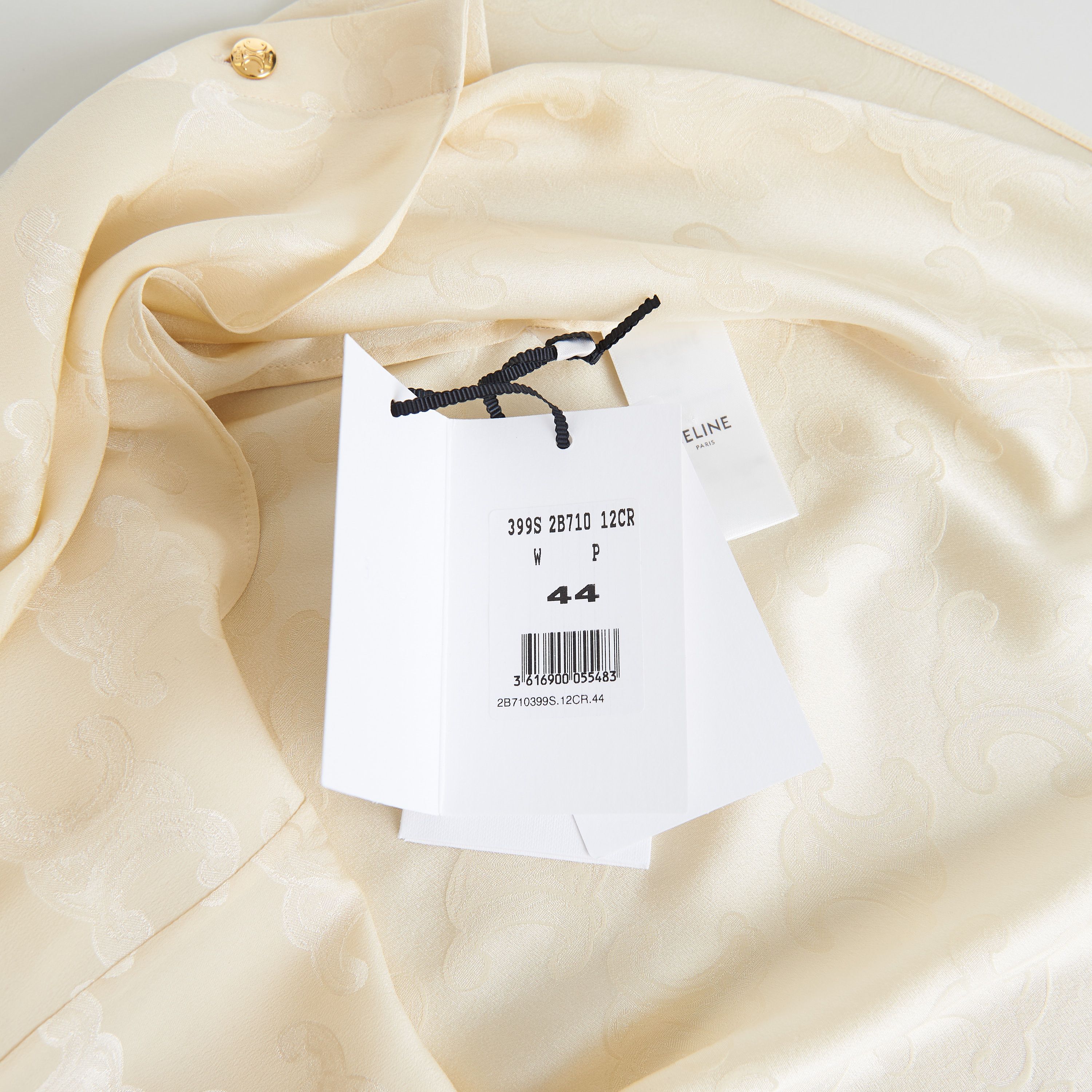 Celine Triomphe Blouse In Crème Shiny Matte Silk Size M / US 6-8 / IT 42-44 - 11 Thumbnail