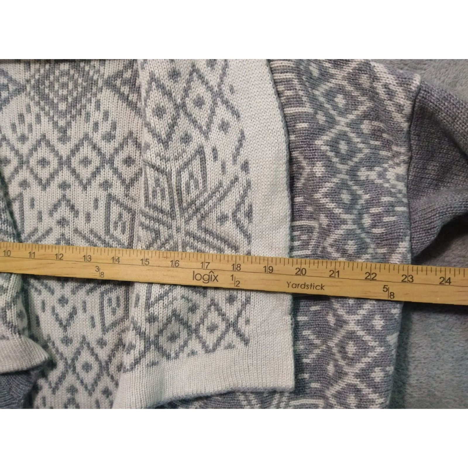 Talbots Talbots Cardigan Sweater Women Large Petite Open Front Aztec Gray Wool Cashmere Blend Knit Style: Tight-Knit Size L / US 10 / IT 46 - 4 Thumbnail