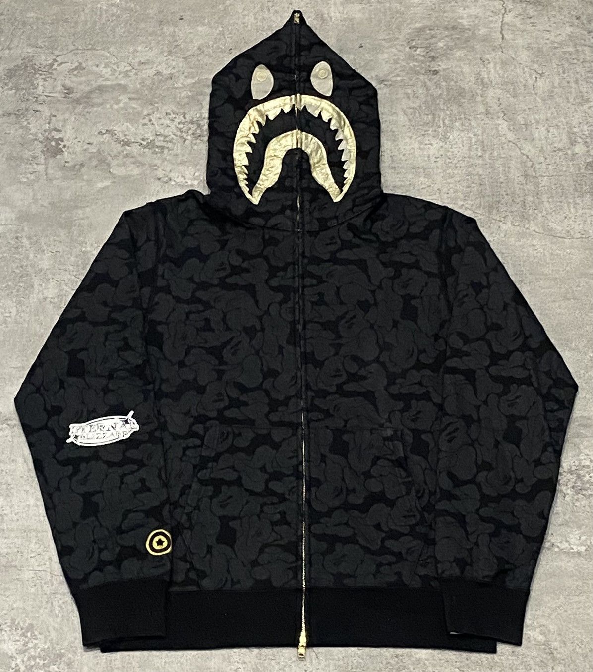 Bape Bape Shark Gold Black Solid Camo Hoodie Size US XL / EU 56 / 4 - 1 Thumbnail