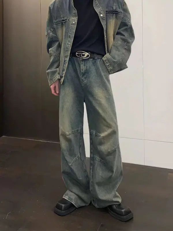 Japanese Brand VIBE Pleated vintage washed distressed baggy jeans Size US 34 / EU 50 - 6 Thumbnail