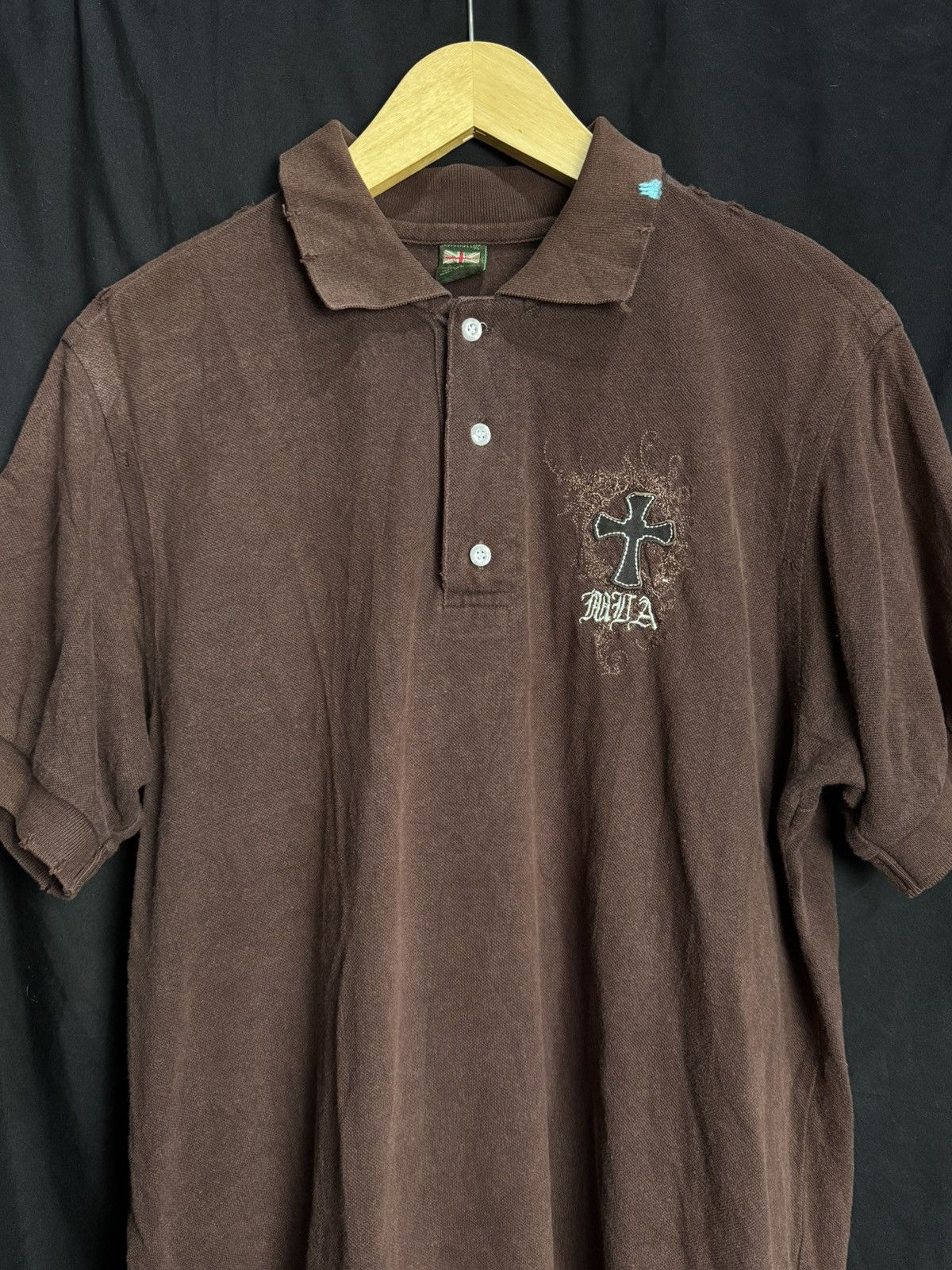Hysteric Glamour Polo Shirt Crosses Monarchy Japanese Distressed Styled Lgb Size US L / EU 52-54 / 3 - 3 Thumbnail