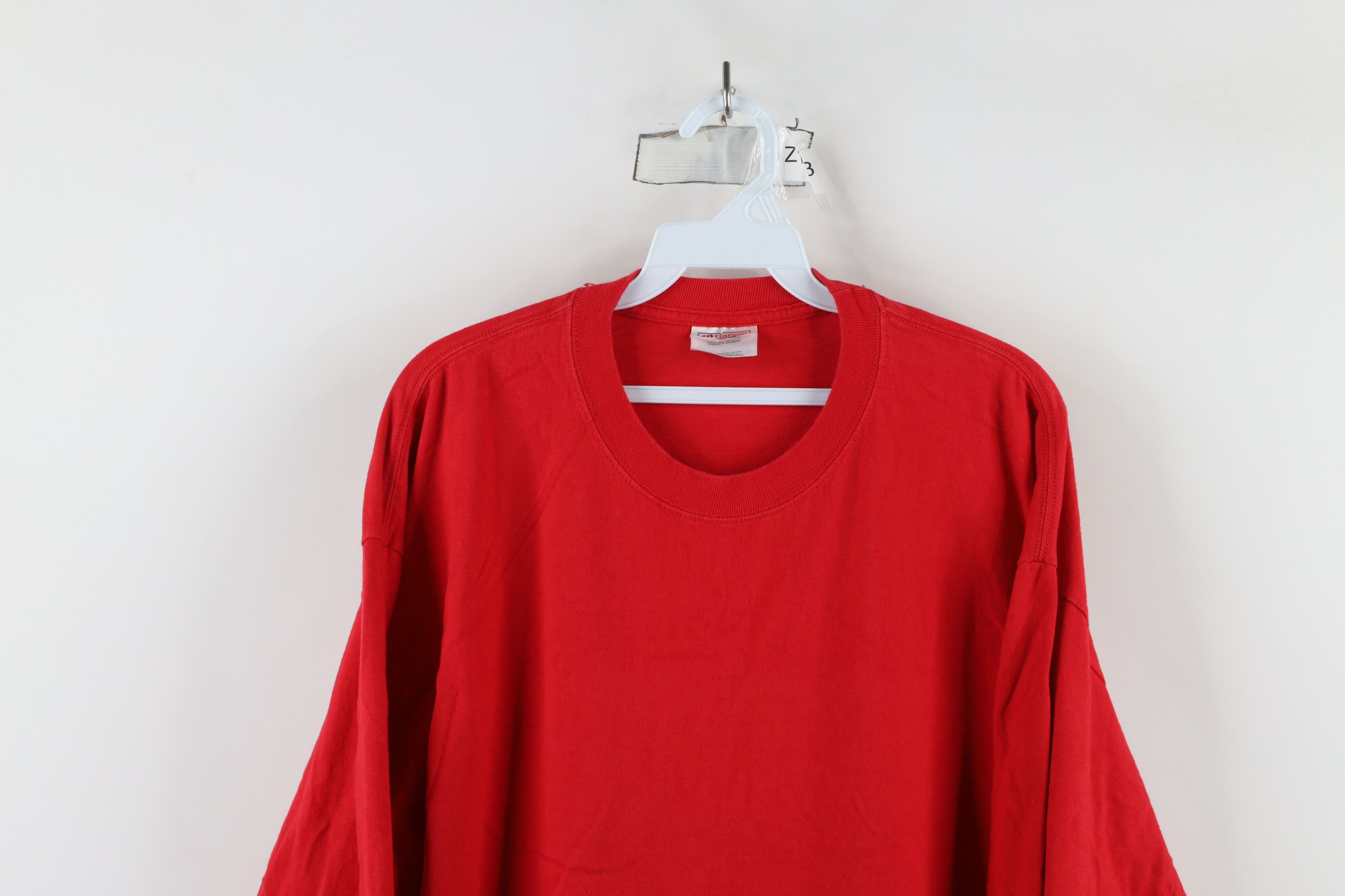 Hanes × Vintage Vintage 90s Hanes Beefy Blank Cotton Long Sleeve T-Shirt Red Size US XL / EU 56 / 4 - 2 Thumbnail