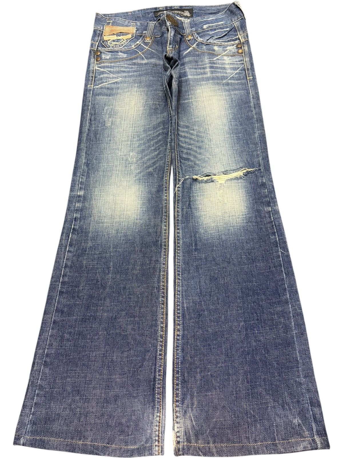 Hysteric Glamour Vintage Red Pepper Distressed Low Rise Flare Jeans Size 29" - 1 Thumbnail