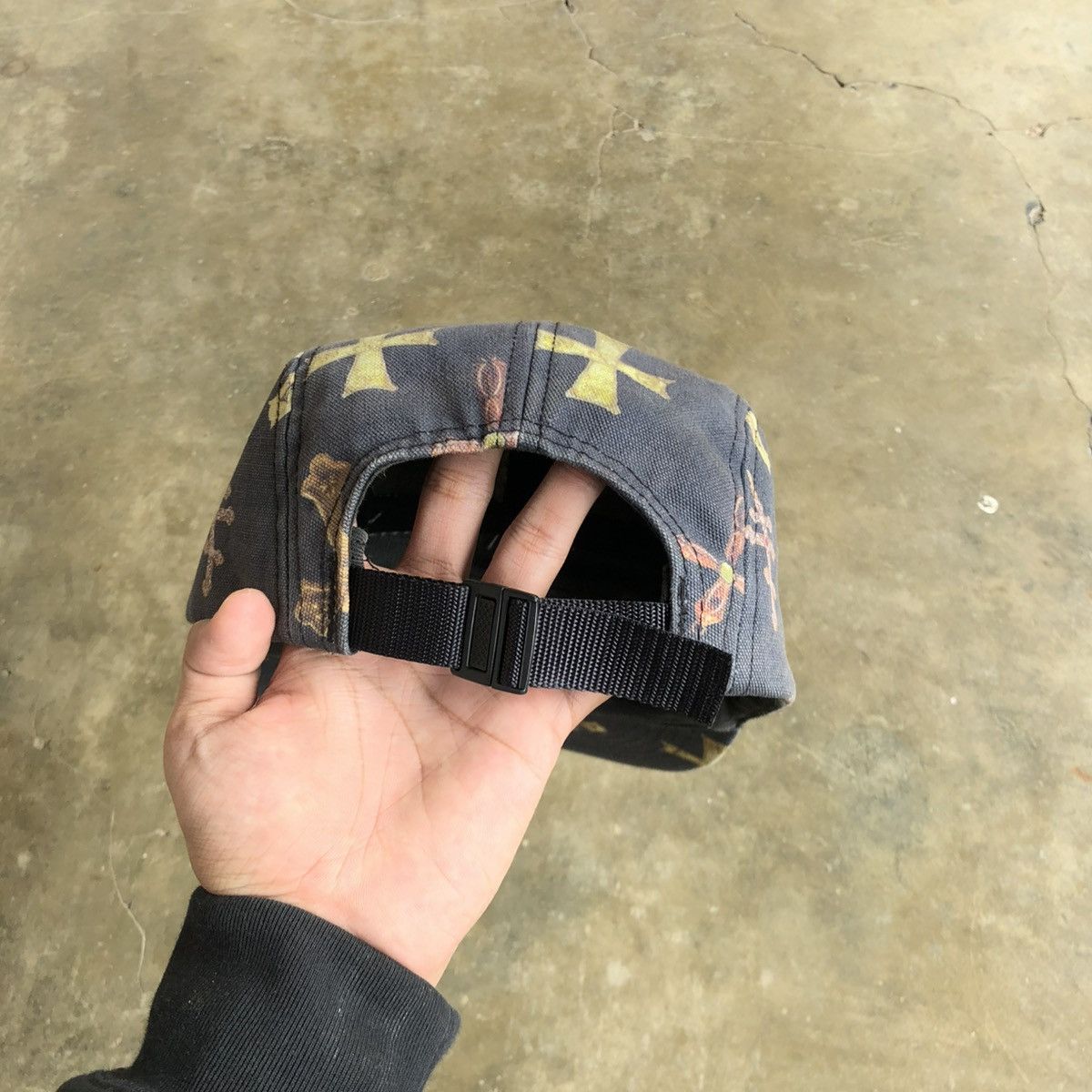 Supreme RARE🔥SS 13 Supreme Crosses Camp Cap Black Washed Size ONE SIZE - 6 Thumbnail