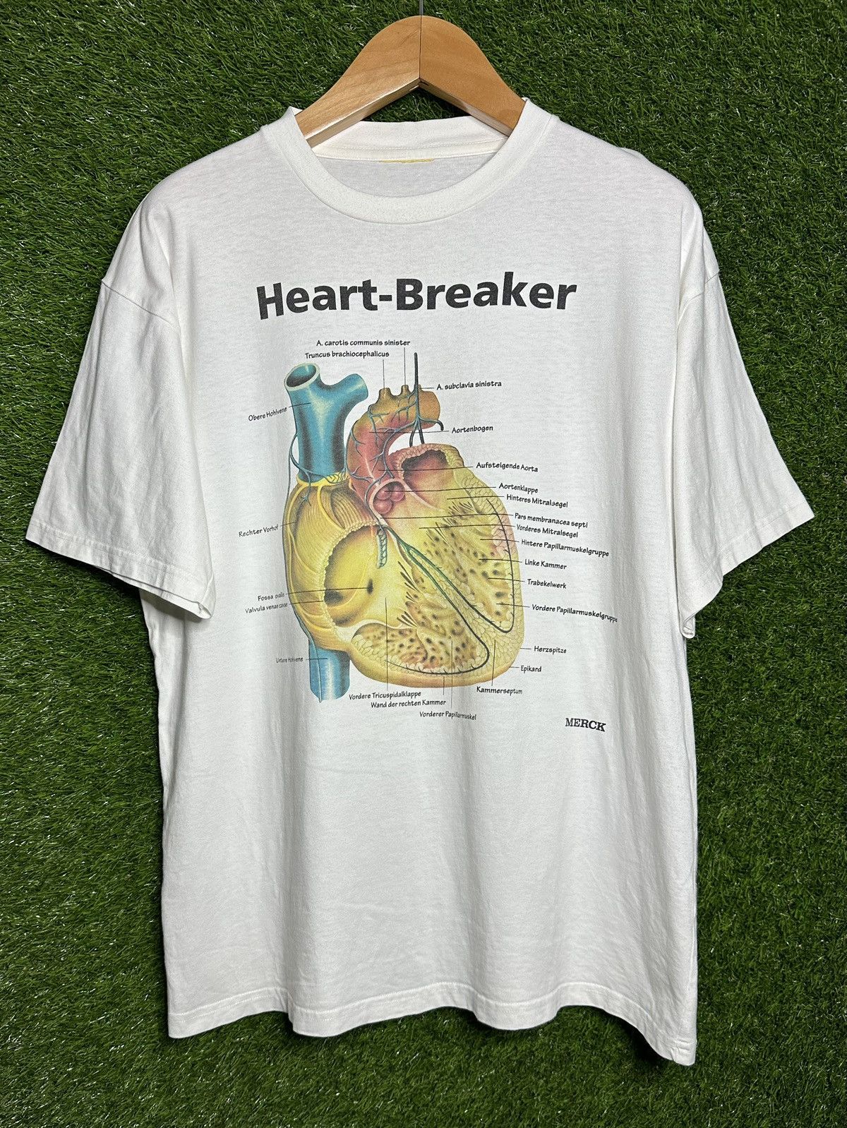 image of 1990X Clothing x Vintage Mercks Concor Heart-Breaker 90's Anatomy Tee Shirt in White, Men's (Size X