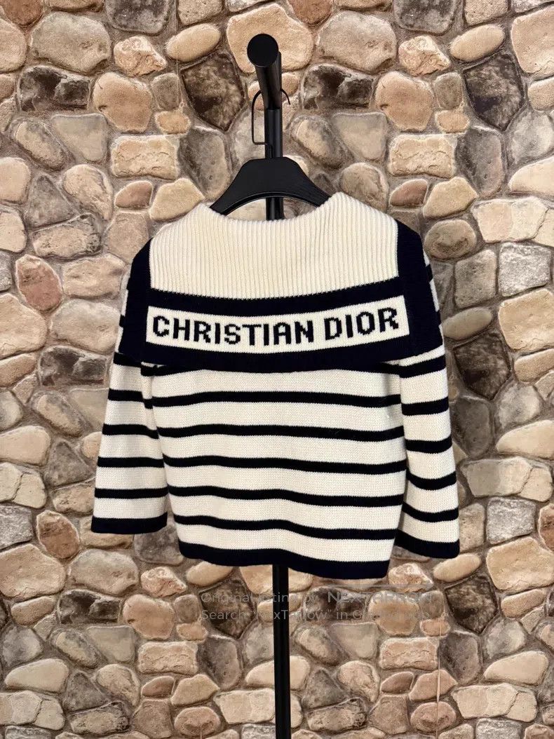 Dior Dior Navy collar striped knitted cardigan coat Size XS / US 0-2 / IT 36-38 - 1 Thumbnail