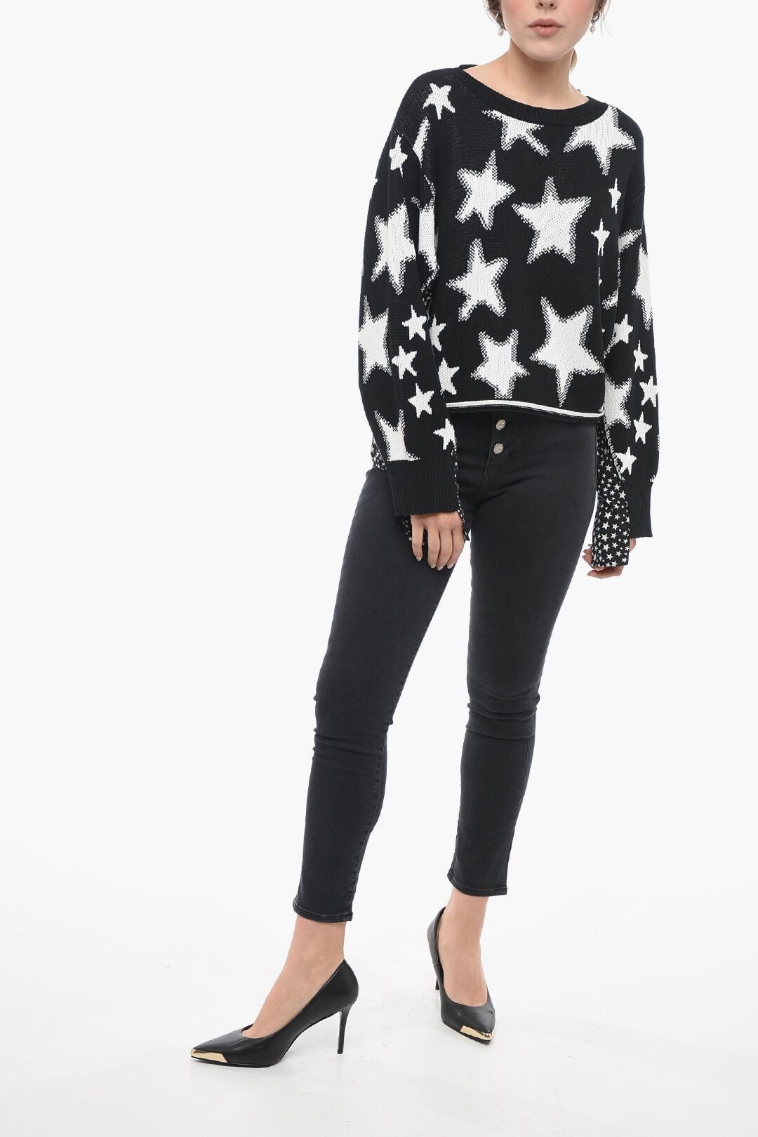 Stella McCartney og1mm0824 Crew Neck Sweater With Silk in Black Size M / US 6-8 / IT 42-44 - 4 Thumbnail