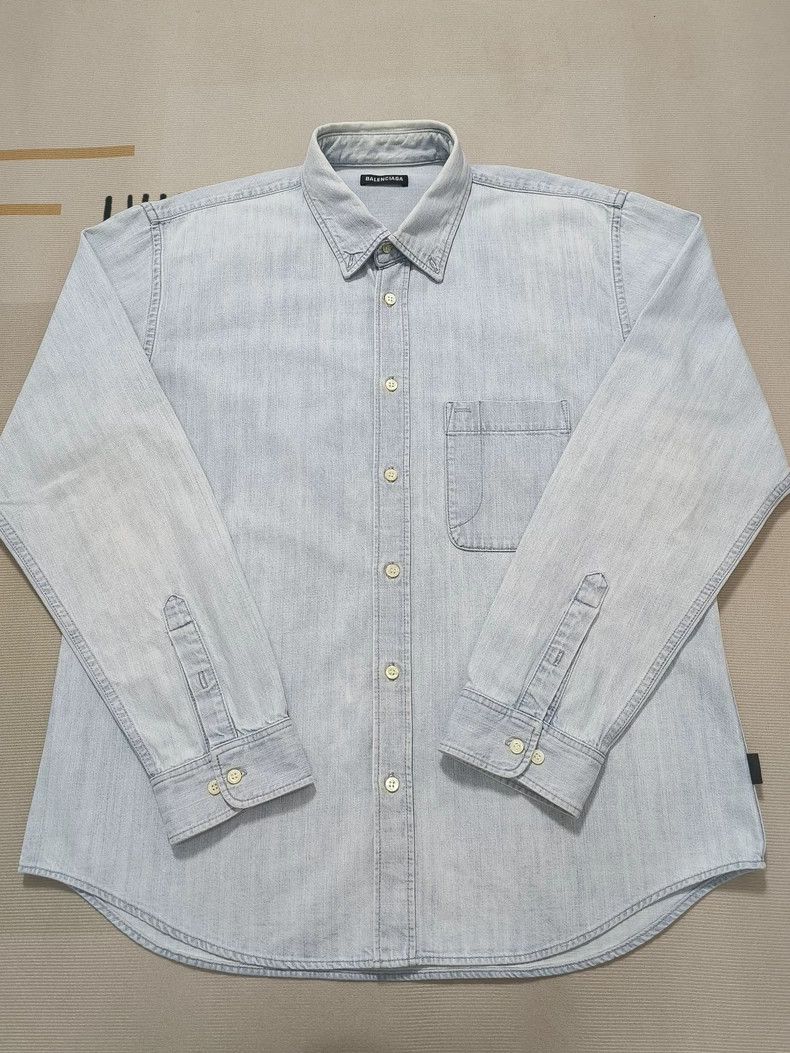 Balenciaga Logo Denim Shirt Jacket Size 38- DMC