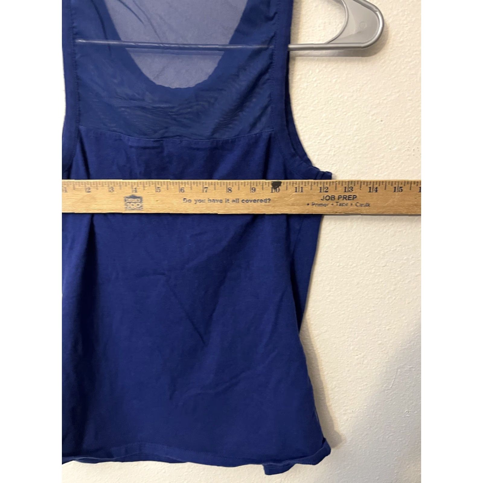 Express EXPRESS Women's Tank Top V Neck Lace Blue XS Regular Size Tank Womens XS Blue Lace Solid 90s? Size XS / US 0-2 / IT 36-38 - 4 Thumbnail