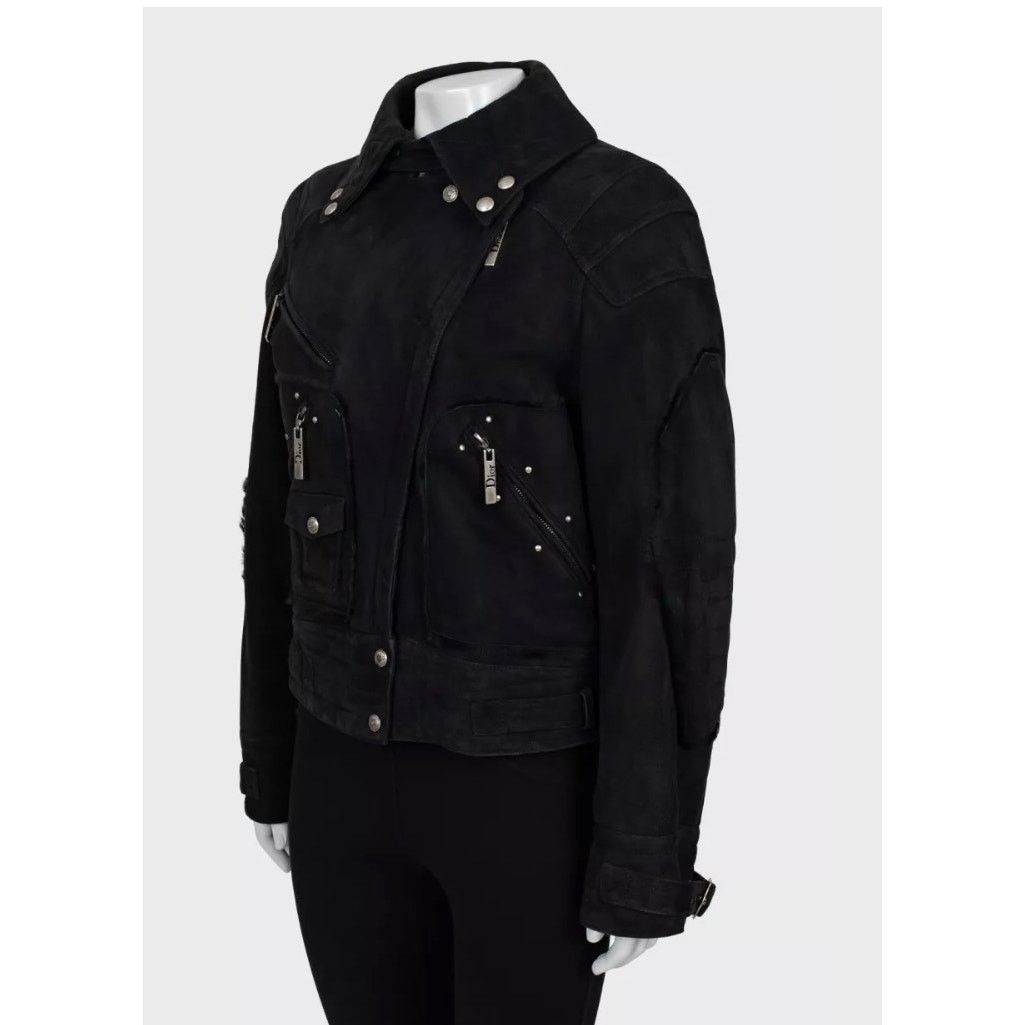 Dior Christian Dior Black Genuine Leather Shearling Jacket Size XS / US 0-2 / IT 36-38 - 2 Thumbnail