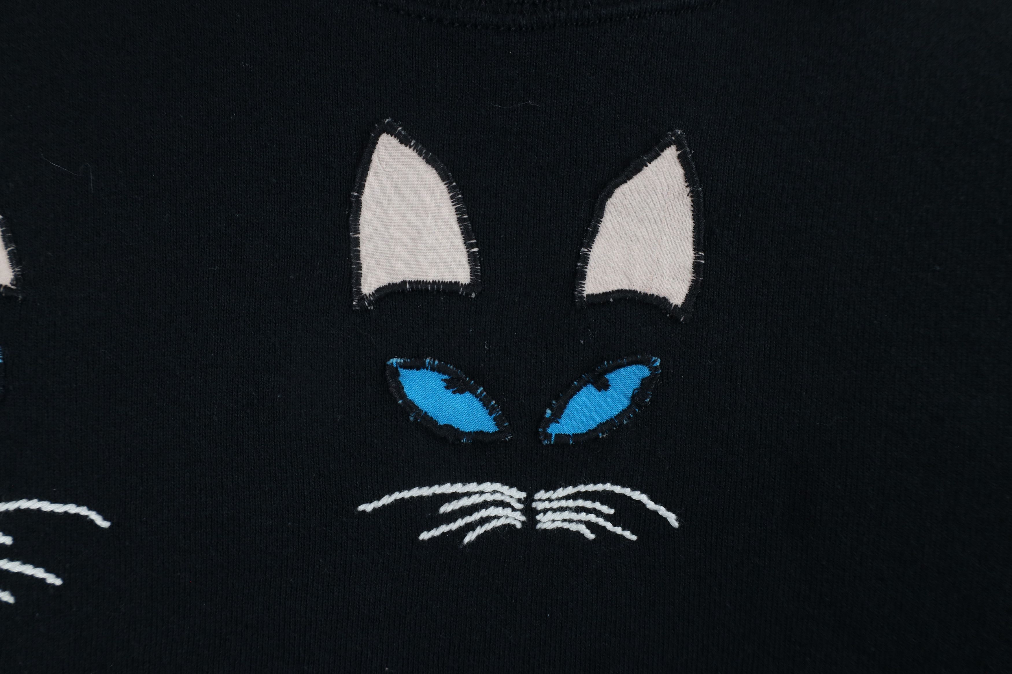 Vintage Vintage 90s Streetwear Cat Kitten Layered Sweatshirt Black Size XL / US 12-14 / IT 48-50 - 6 Thumbnail