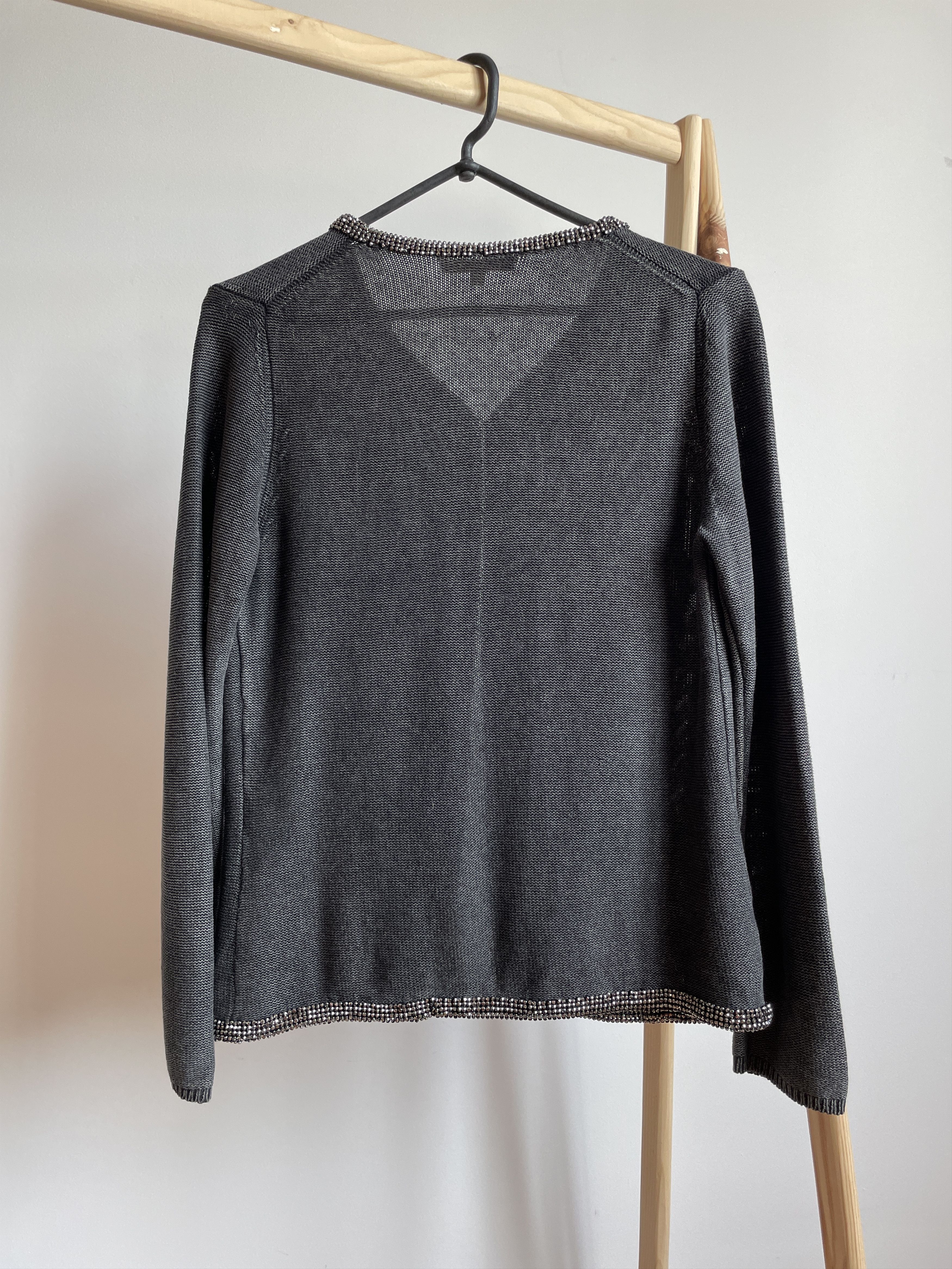 Maje Maje E14 Friday Cotton/Linen Washed Grey Womens Cardigan Size M / US 6-8 / IT 42-44 - 2 Thumbnail
