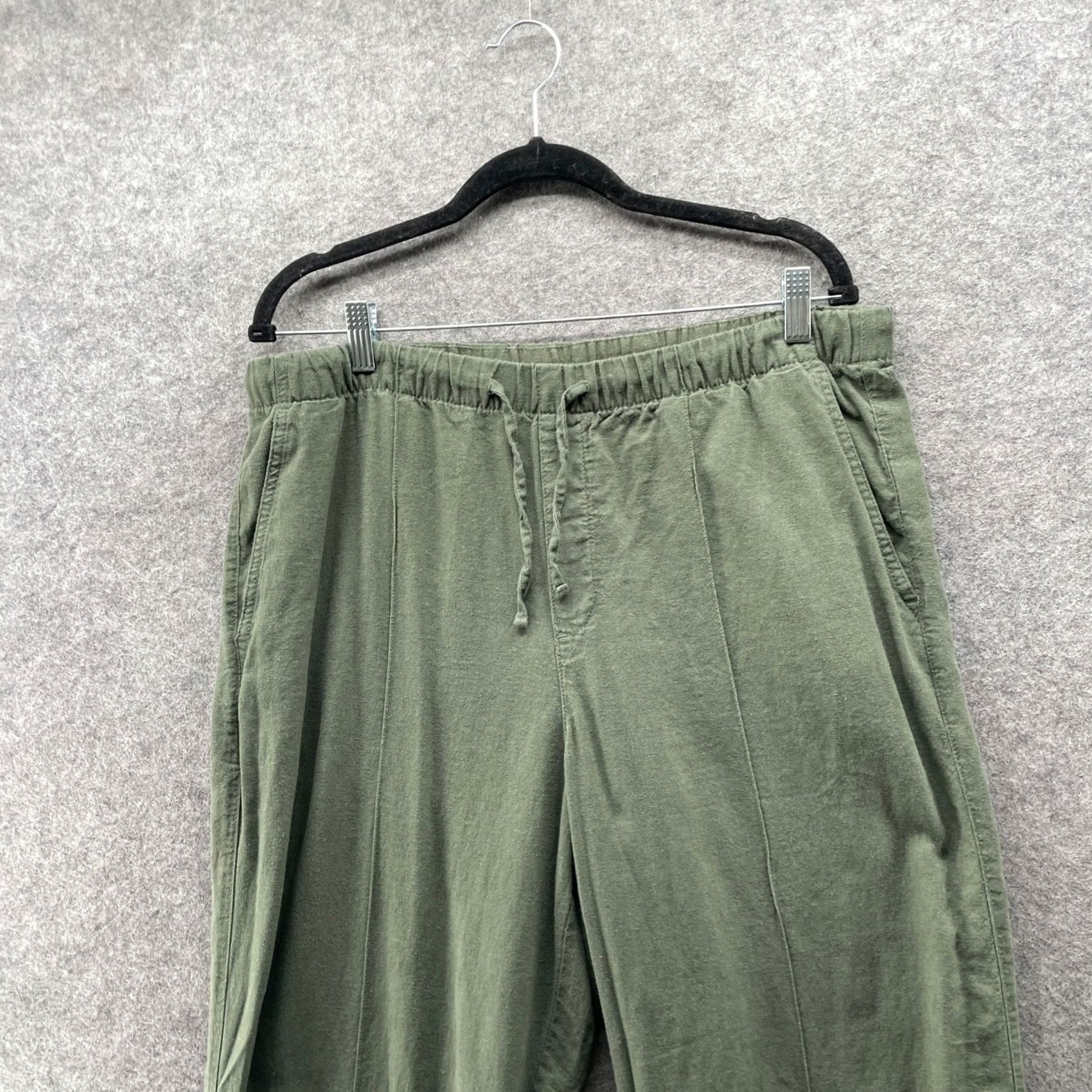 Gap VINTAGE? No. Gap Linen Blend Pants Womens LP Olive Green Pull On Wide Leg High Rise Pants Size 36" / US 14 / IT 50 - 3 Thumbnail