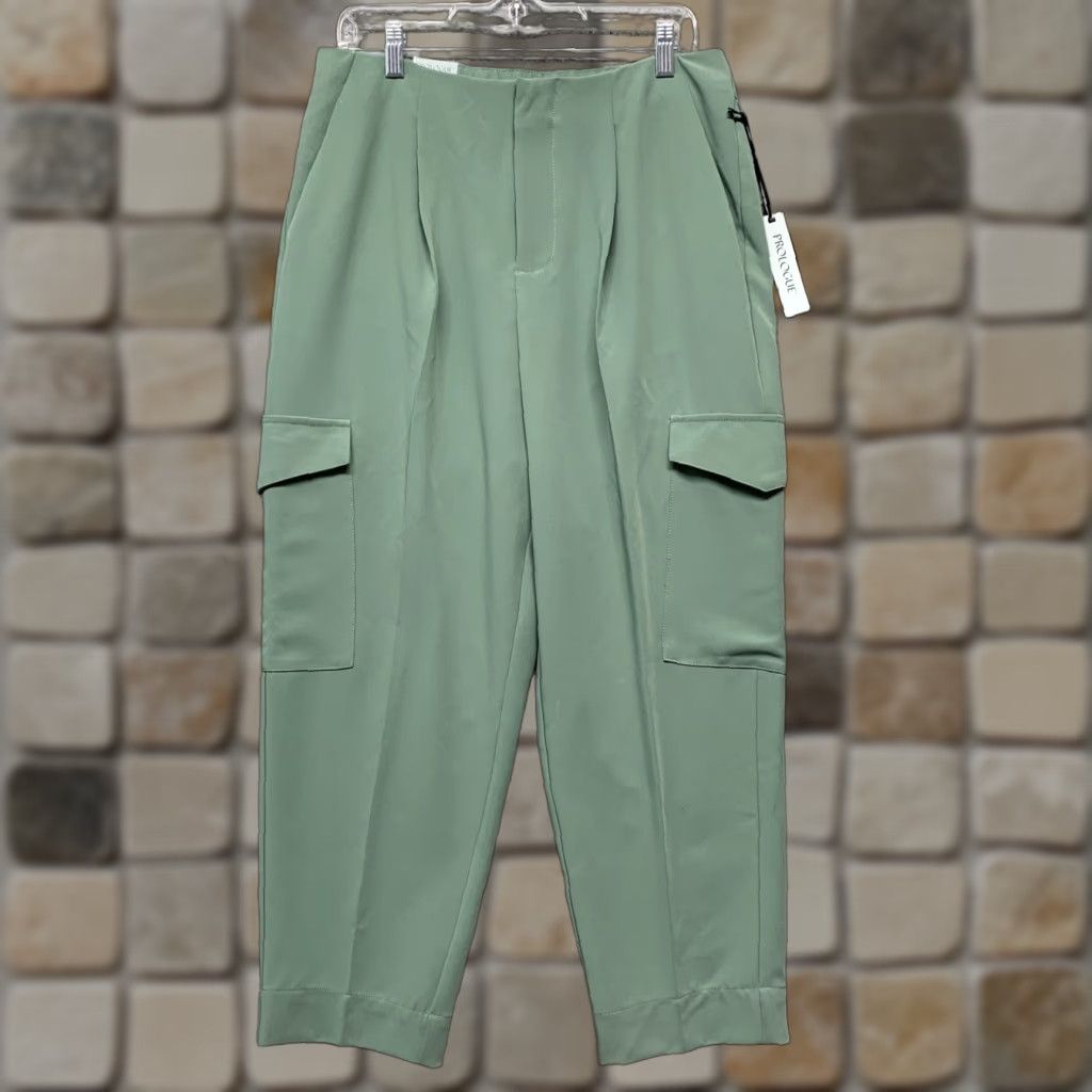 Vintage Prologue Cargo Dress Pants Women's 12 Green 32x25 High Rise Relaxed Fit Shirt Pants Tapered Modern Wear Size 34" / US 12 / IT 48 - 1 Thumbnail