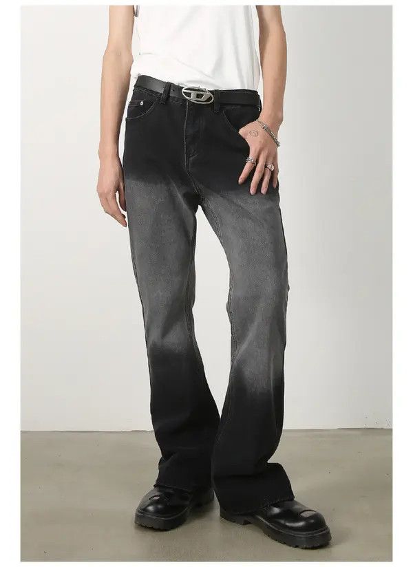 Japanese Brand Hitomi x Mami Black Gradient Loose Straight Flare Jeans Size US 32 / EU 48 - 6 Thumbnail
