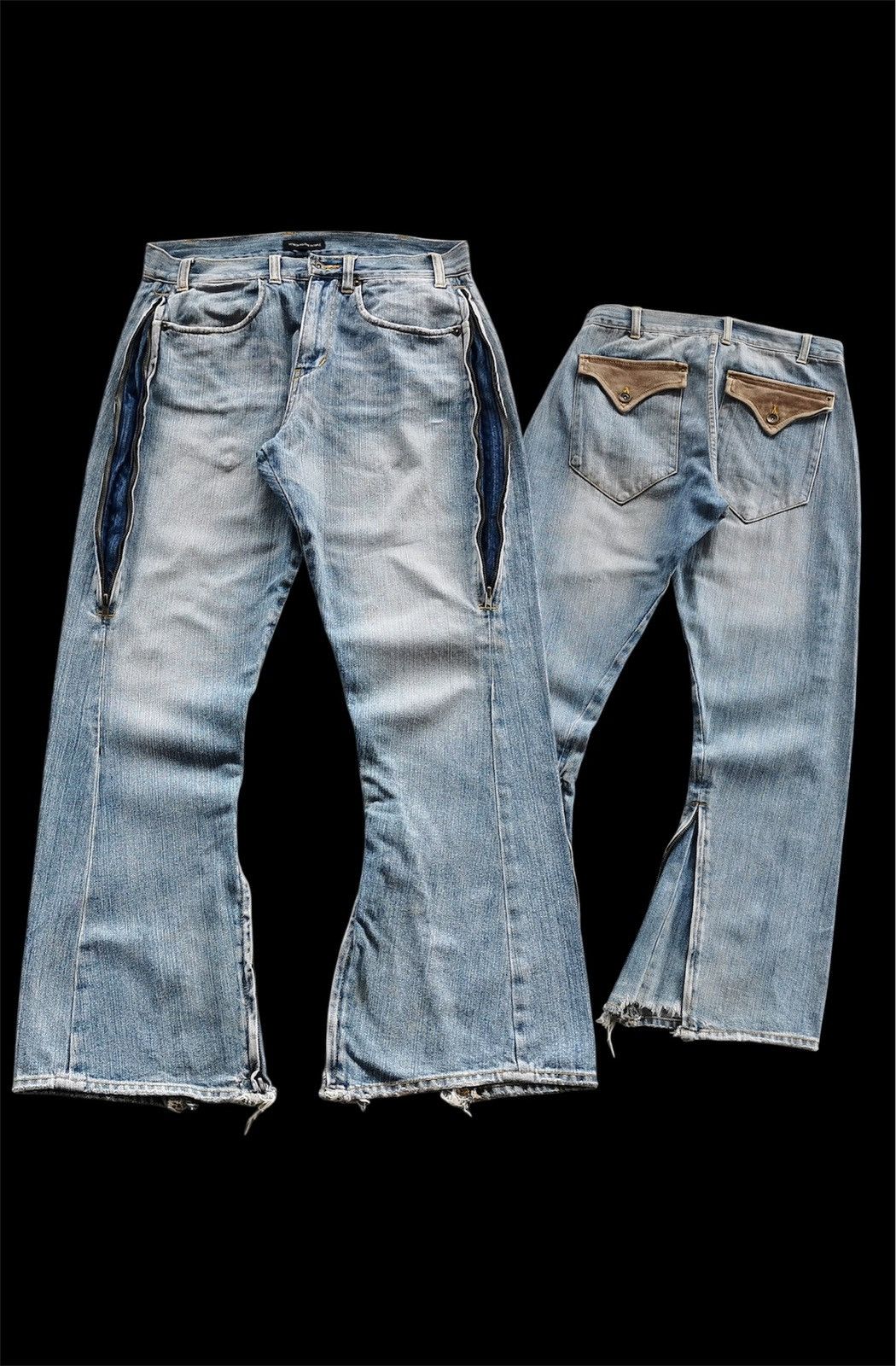 Japanese Brand Bootcut Sheepskin Leather Power To The People Jeans Size US 31 - 1 Thumbnail