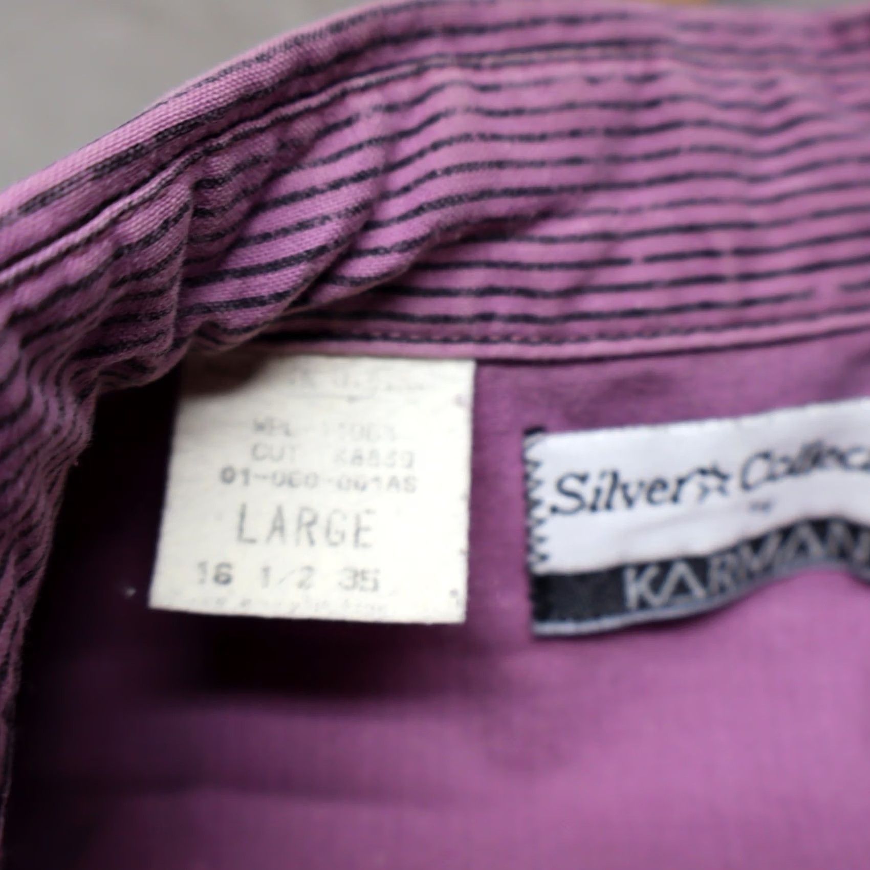 Armani VTG Karman Western Shirt Mens Large Purple Striped Pearl Snap Silver Collection Size US L / EU 52-54 / 3 - 4 Thumbnail