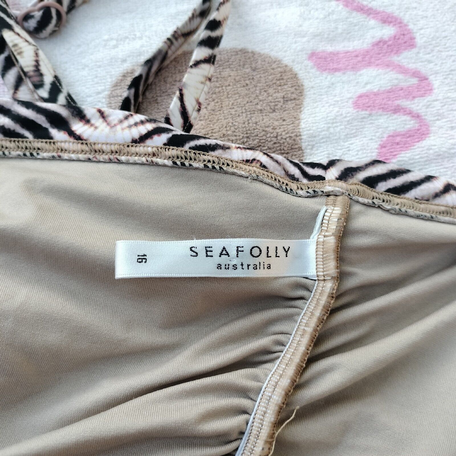 Vintage Vintage Y2K 2000s Seafolly Tankini Top Beige Swim Animal Size XL / US 12-14 / IT 48-50 - 7 Thumbnail