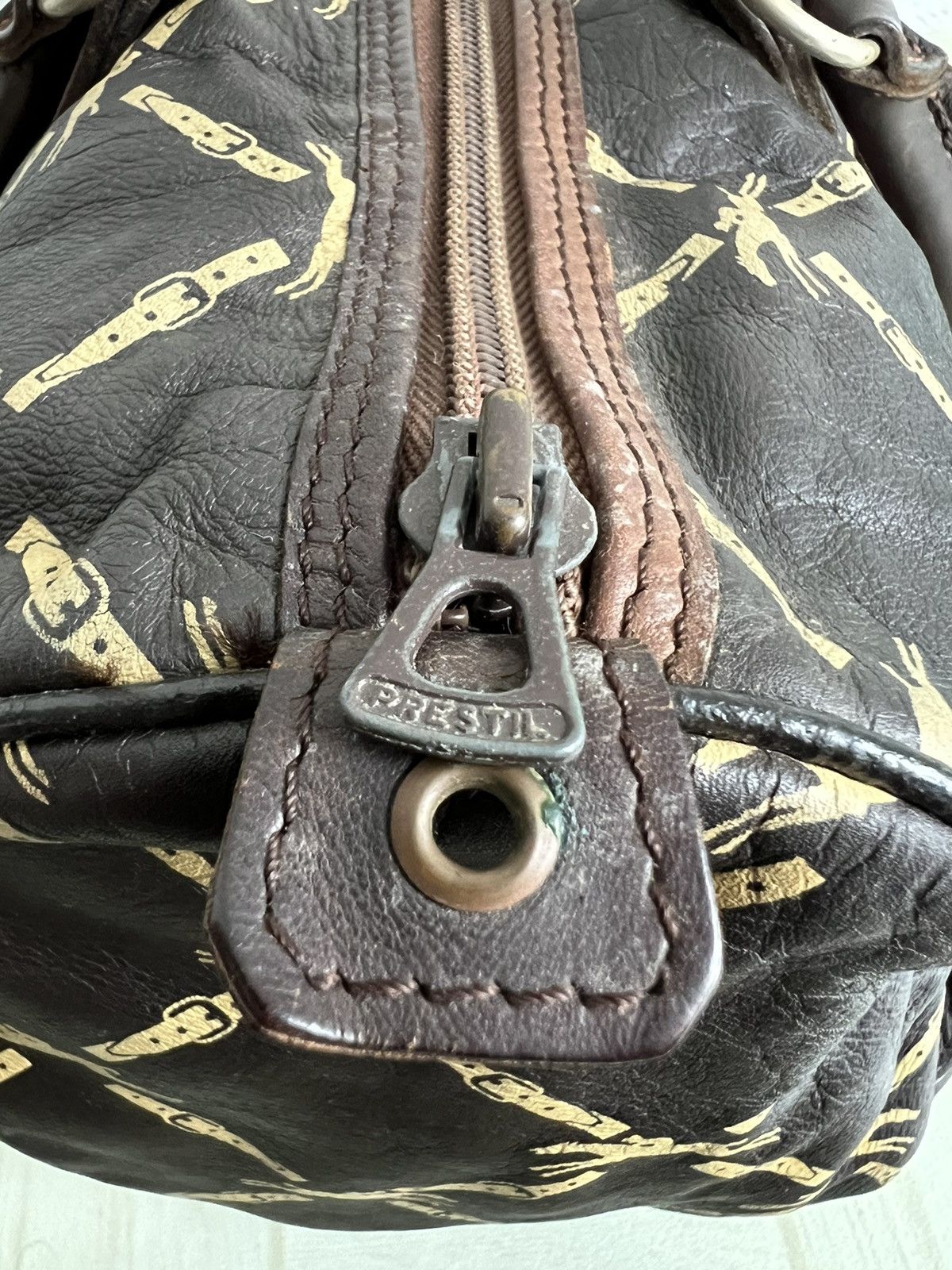 Genuine Leather × Longchamp × Vintage Vintage LONGCHAMP Boston Bag Riding Mark Jacquard Leather Size ONE SIZE - 11 Thumbnail
