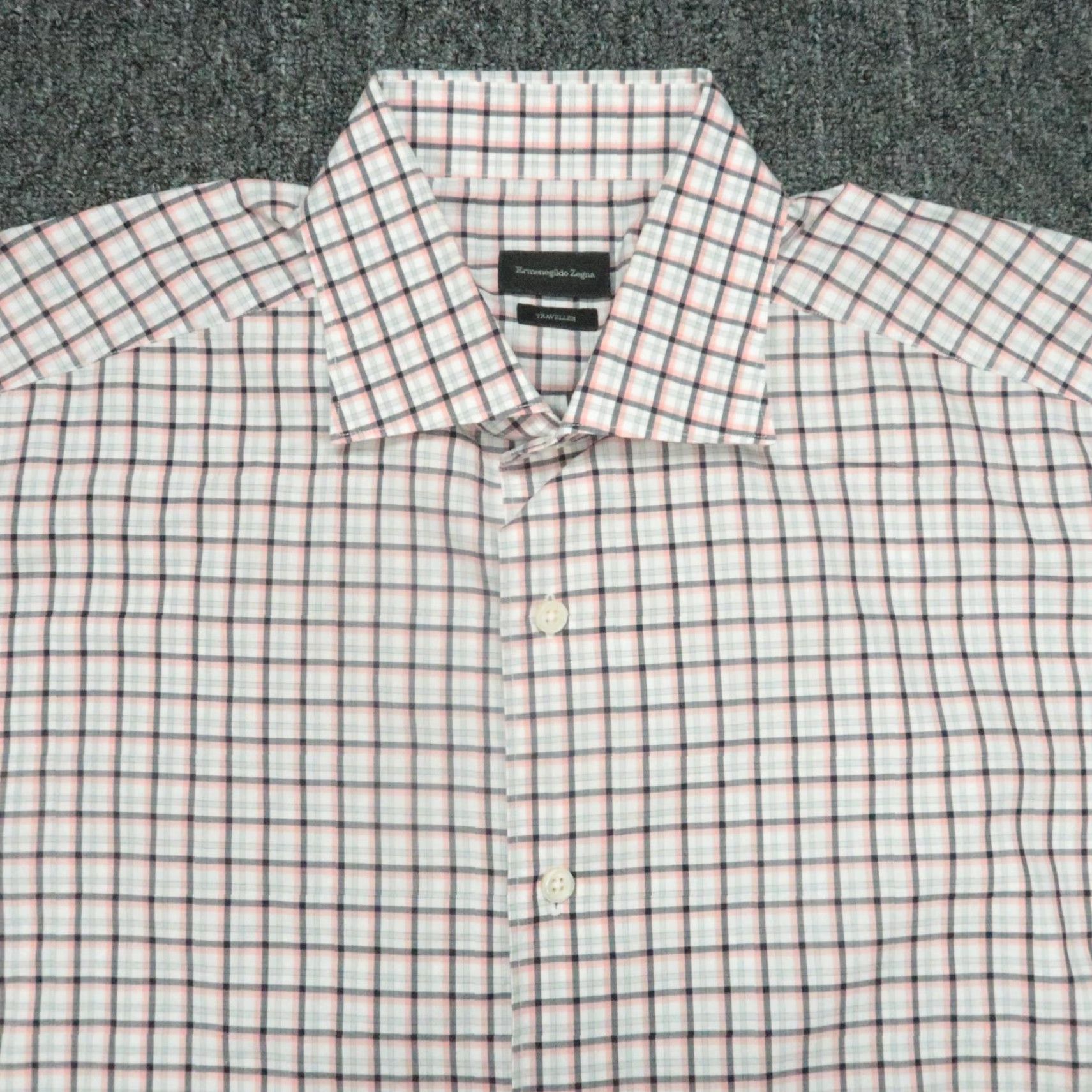 Ermenegildo Zegna Ermenegildo Zegna Button-Up Shirt Mens Large White Plaid Long Sleeve Travel Casual Dress Size US L / EU 52-54 / 3 - 2 Thumbnail