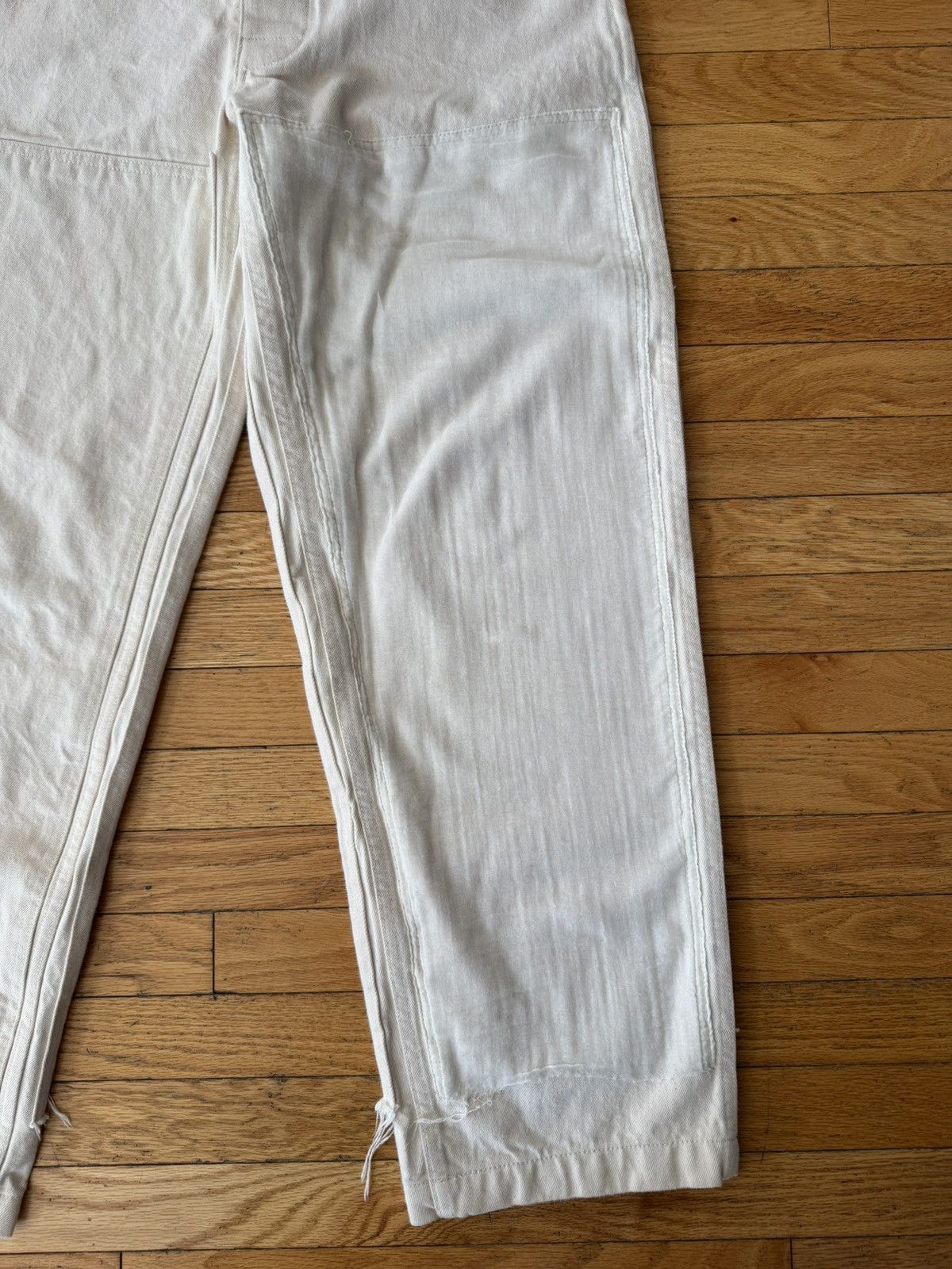 AIREI Distressed Paneled Cotton Twill Trousers Size US 33 - 6 Thumbnail