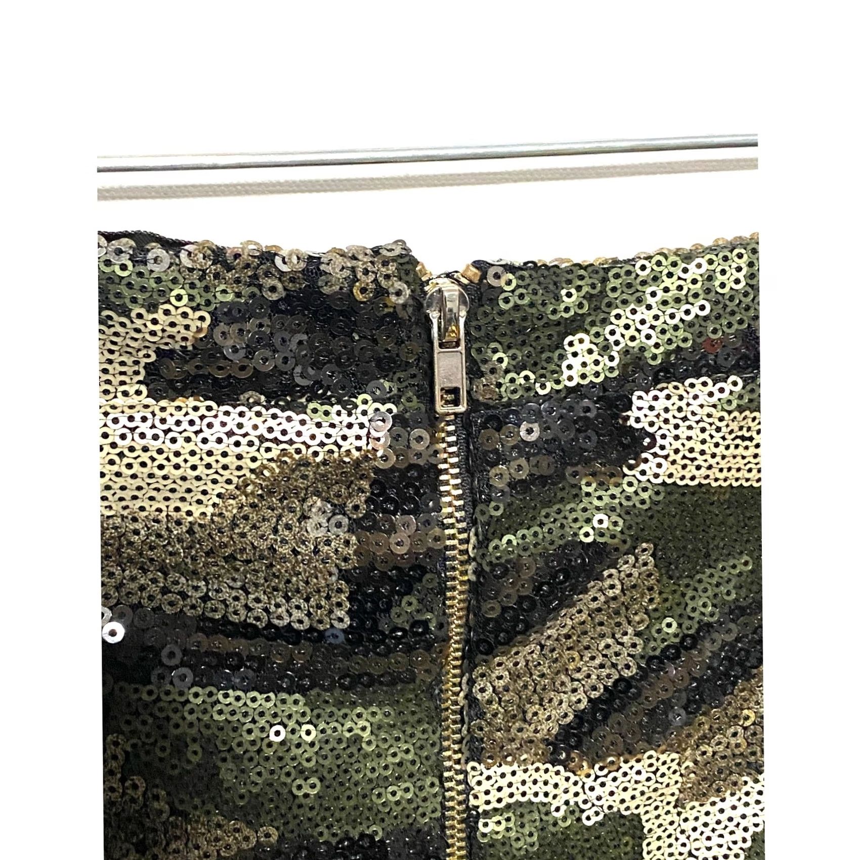 Vintage Shinestar Sequin Camo Green Mini Skirt Sz M Bling Sparkle Y2K Fairy Grunge NWT Skirt Women M Green Sequin Camo NWT Mens? Size 32" / US 10 / IT 46 - 3 Thumbnail