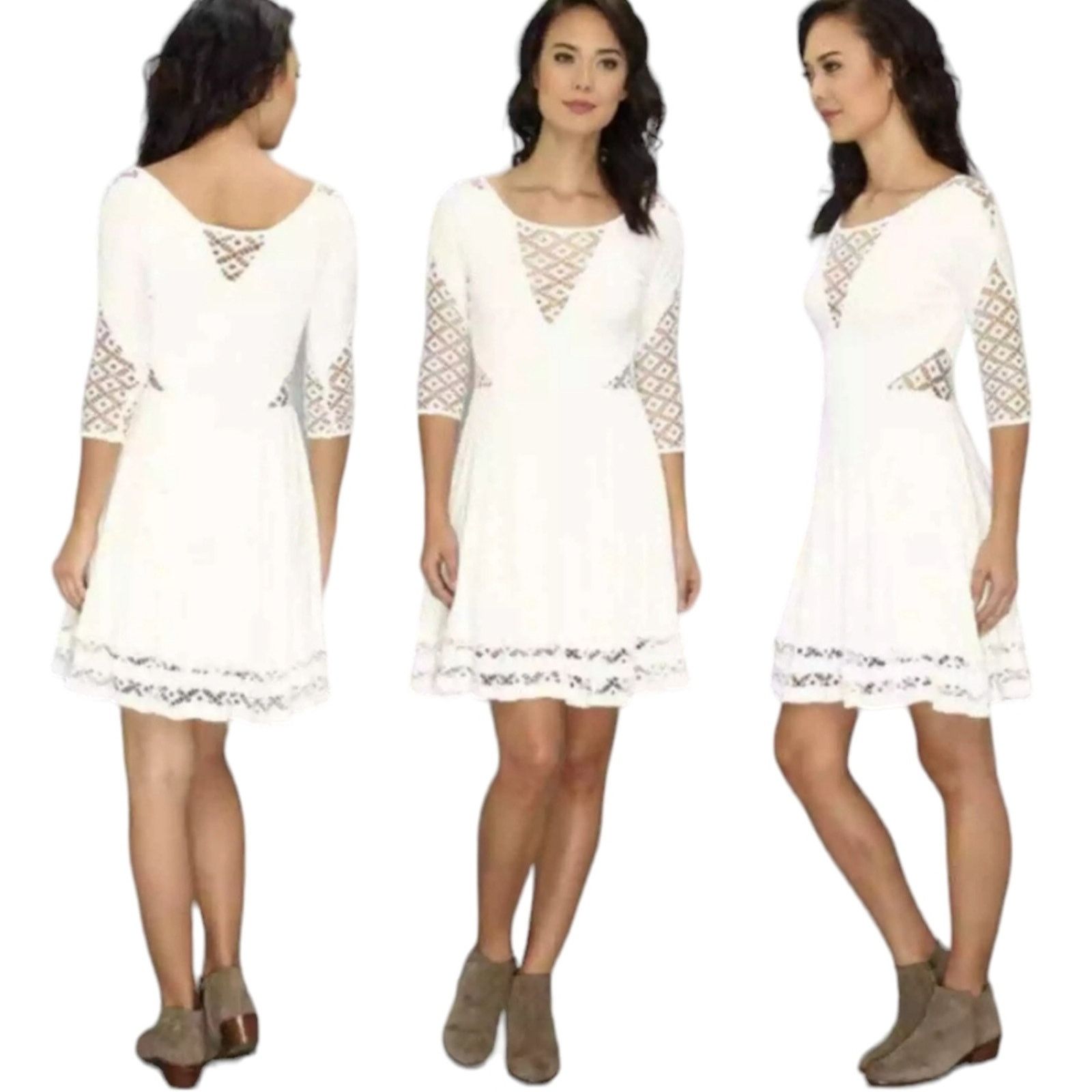 Free People Free People To the Point White crochet cut out dress Medium Size M / US 6-8 / IT 42-44 - 3 Thumbnail