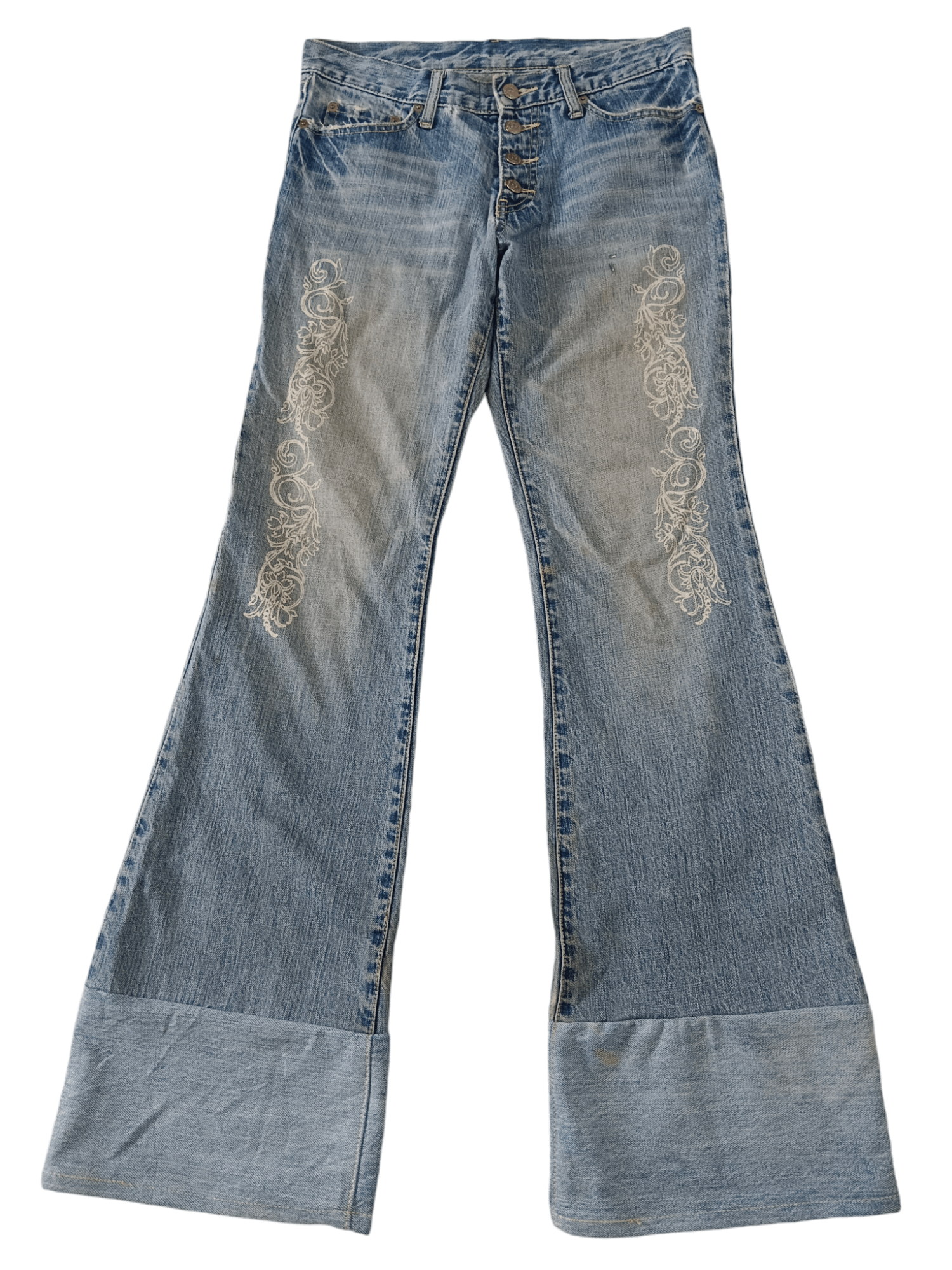Tornado Mart Tornado Mart Tribal Low Waisted Flare Denim | Grailed