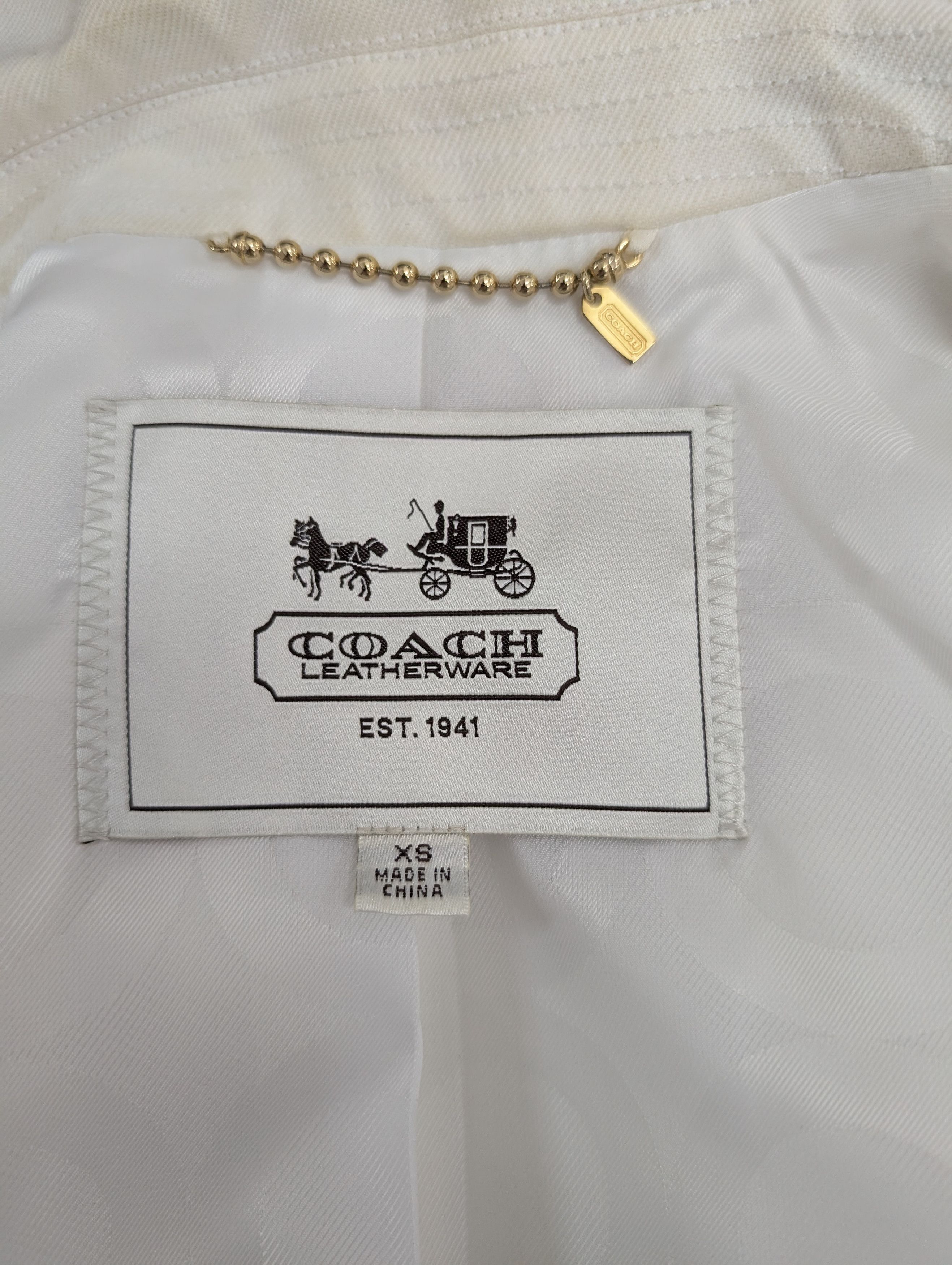 Coach Beige Double Breasted Cropped Jacket With Gold Buttons Size XS / US 0-2 / IT 36-38 - 9 Thumbnail