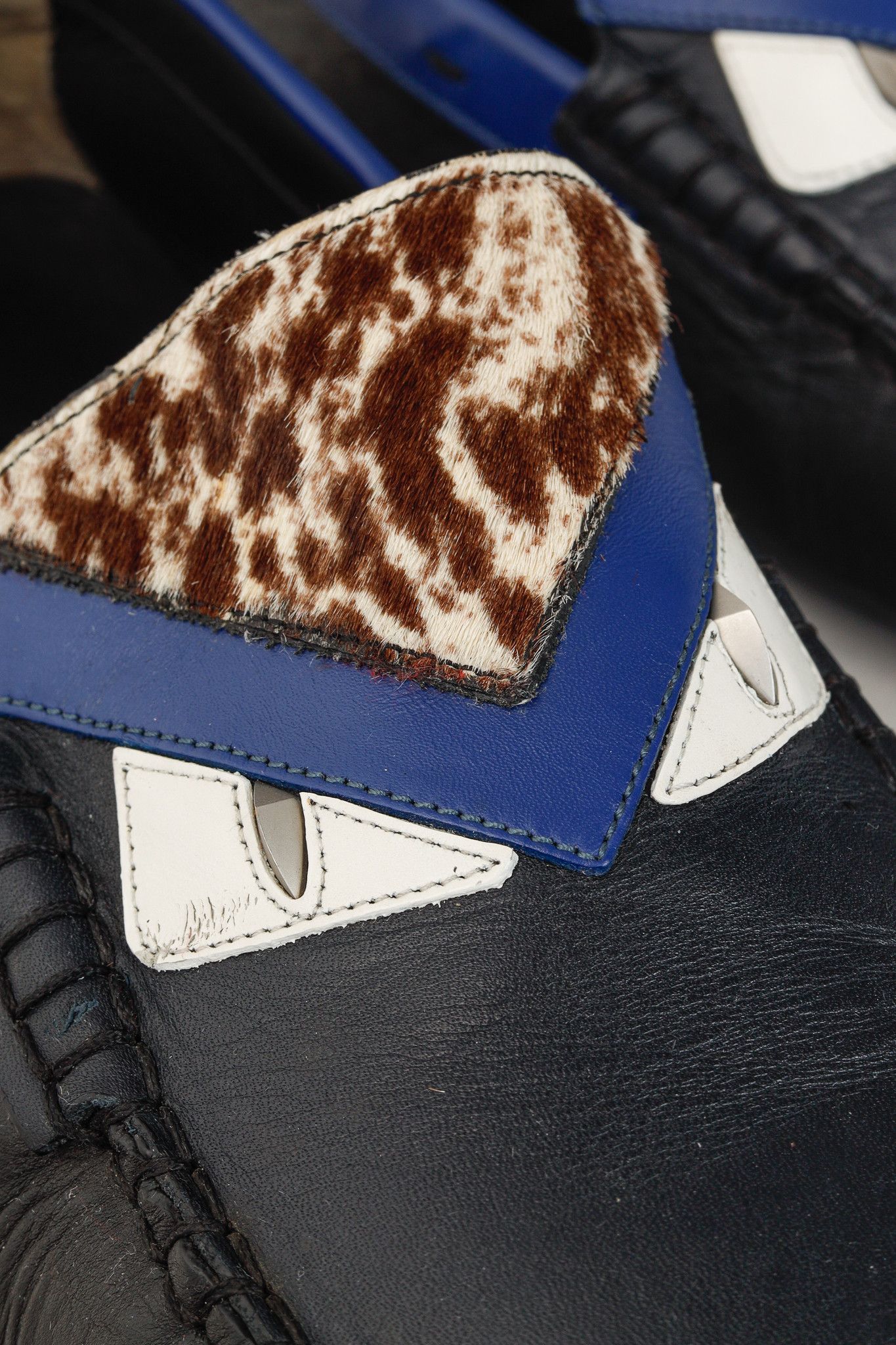 Fendi Fendi Monster Eyes Blue & Pony Hair Trim Driving Mocs Size US 9 / EU 42 - 8 Thumbnail