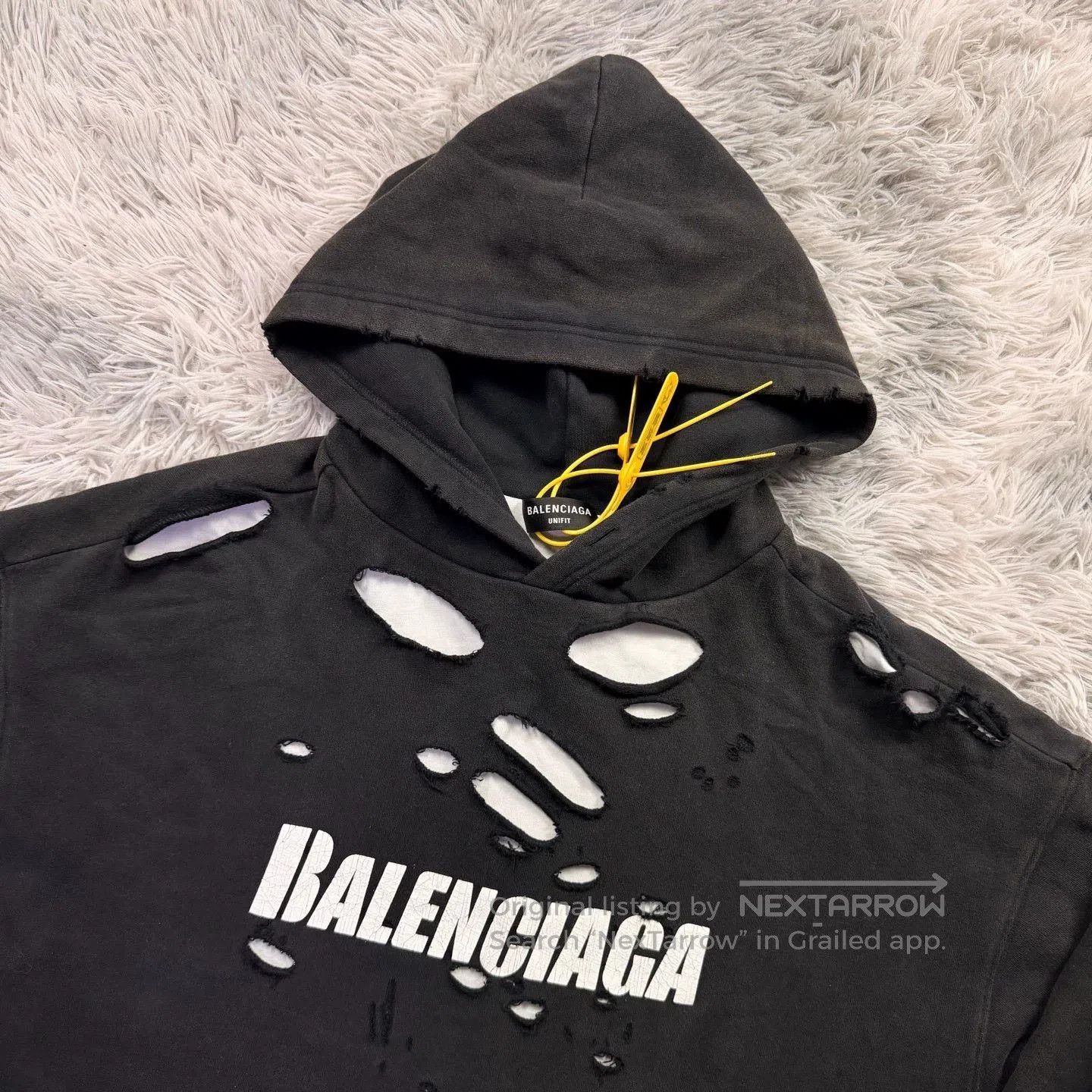 Balenciaga balenciaga oversized black distressed hoodie. Size US L / EU 52-54 / 3 - 4 Thumbnail