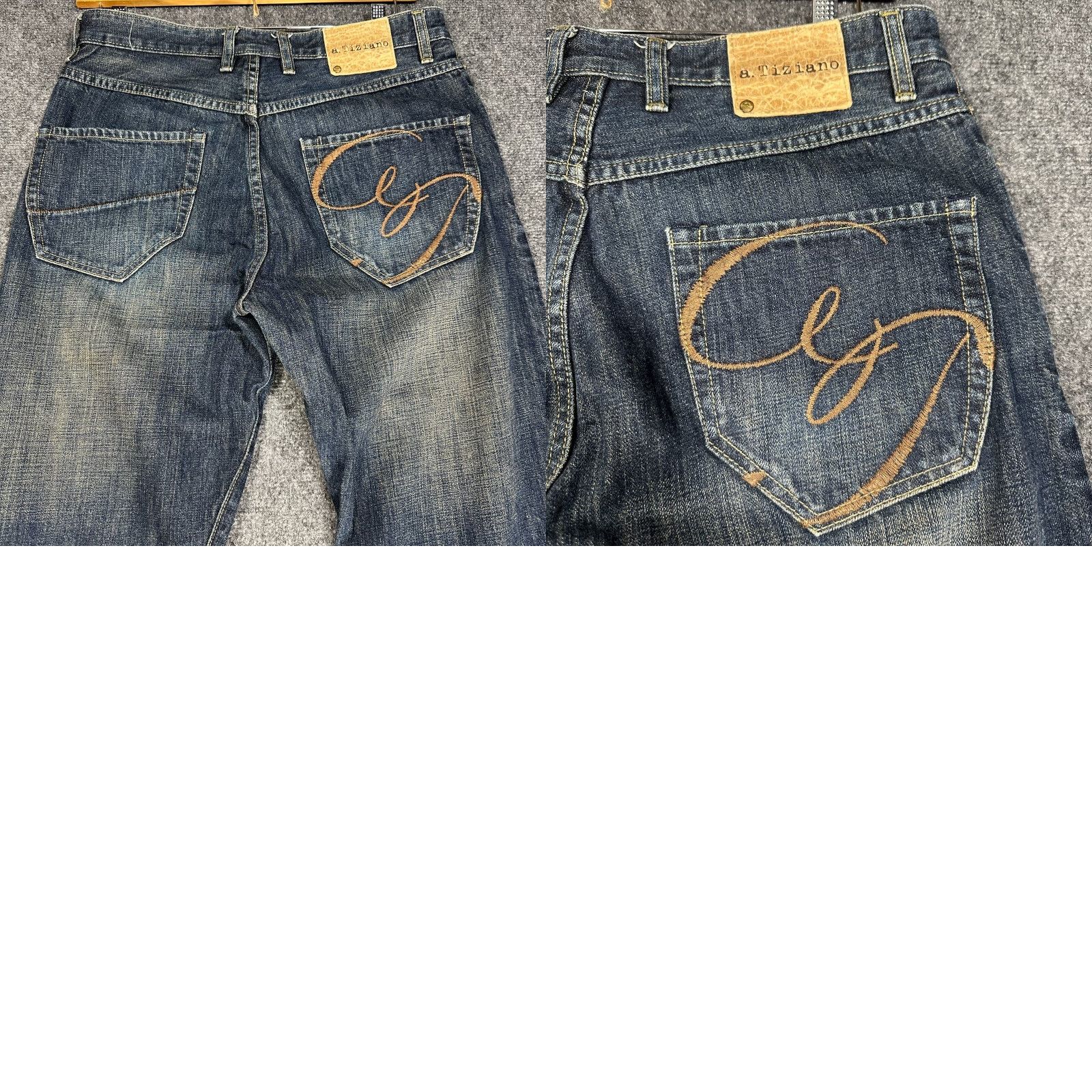 Logo 7 a.Tiziano Jeans Mens 34 Cotton Straight Leg Pockets Logo Zip Fly Blue Denim Jeans Straight Fit Mens 34-inch Inseam 5-Pocket Zipper Logo Modern Grunge Size US 34 / EU 50 - 8 Thumbnail