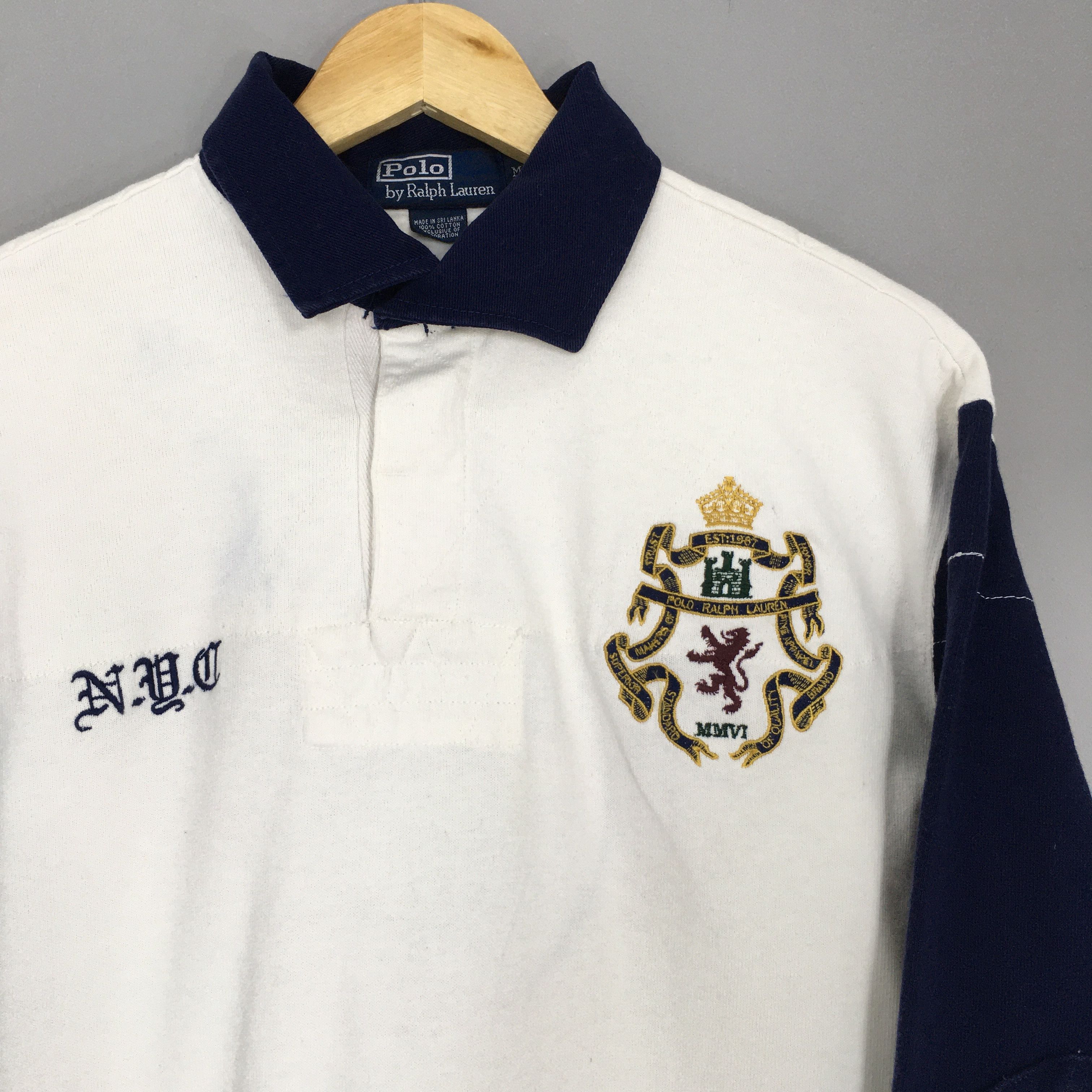Polo Ralph Lauren × Ralph Lauren × Vintage Vintage 90s Polo Ralph Lauren Rugby Shirt Medium Size US M / EU 48-50 / 2 - 2 Thumbnail