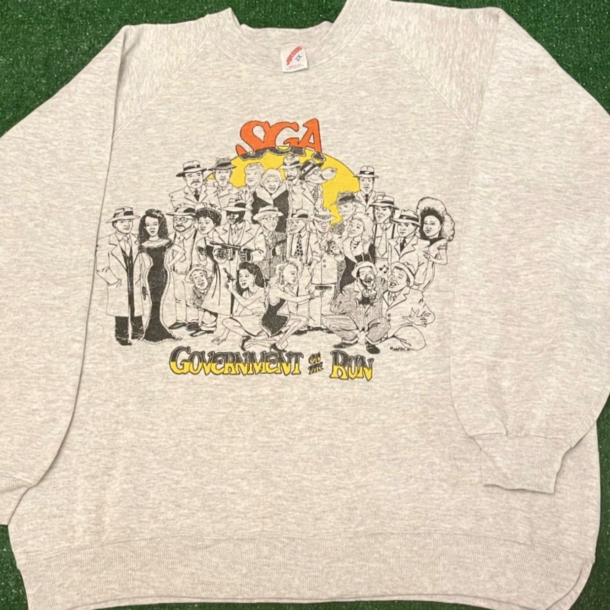 Vintage VINTAGE 90s SGA Government On The Run Student Gov Burgher Crewneck Sweater XXL Men Gray Size US XXL / EU 58 / 5 - 4 Thumbnail