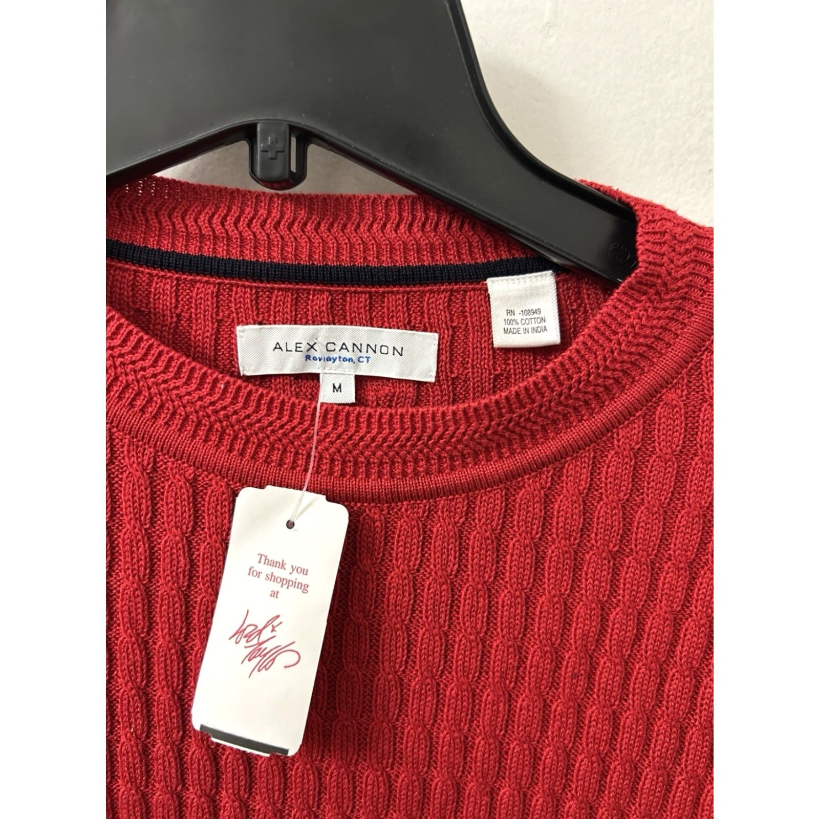 Canon ALEX CANNON Sweater Mens Size M Red Cable-Knit Crewneck Pullover L/S NWT Size US M / EU 48-50 / 2 - 5 Thumbnail