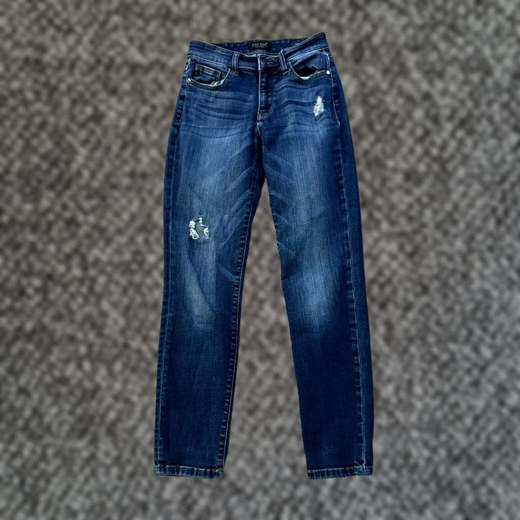 Denime Judy Blue Jeans Women's Slim Fit 3/26 Blue Denim Mid Rise Stretch 5-Pocket Inseam 29 in Dark Wash Size 26" / US 2 / IT 38 - 1 Thumbnail