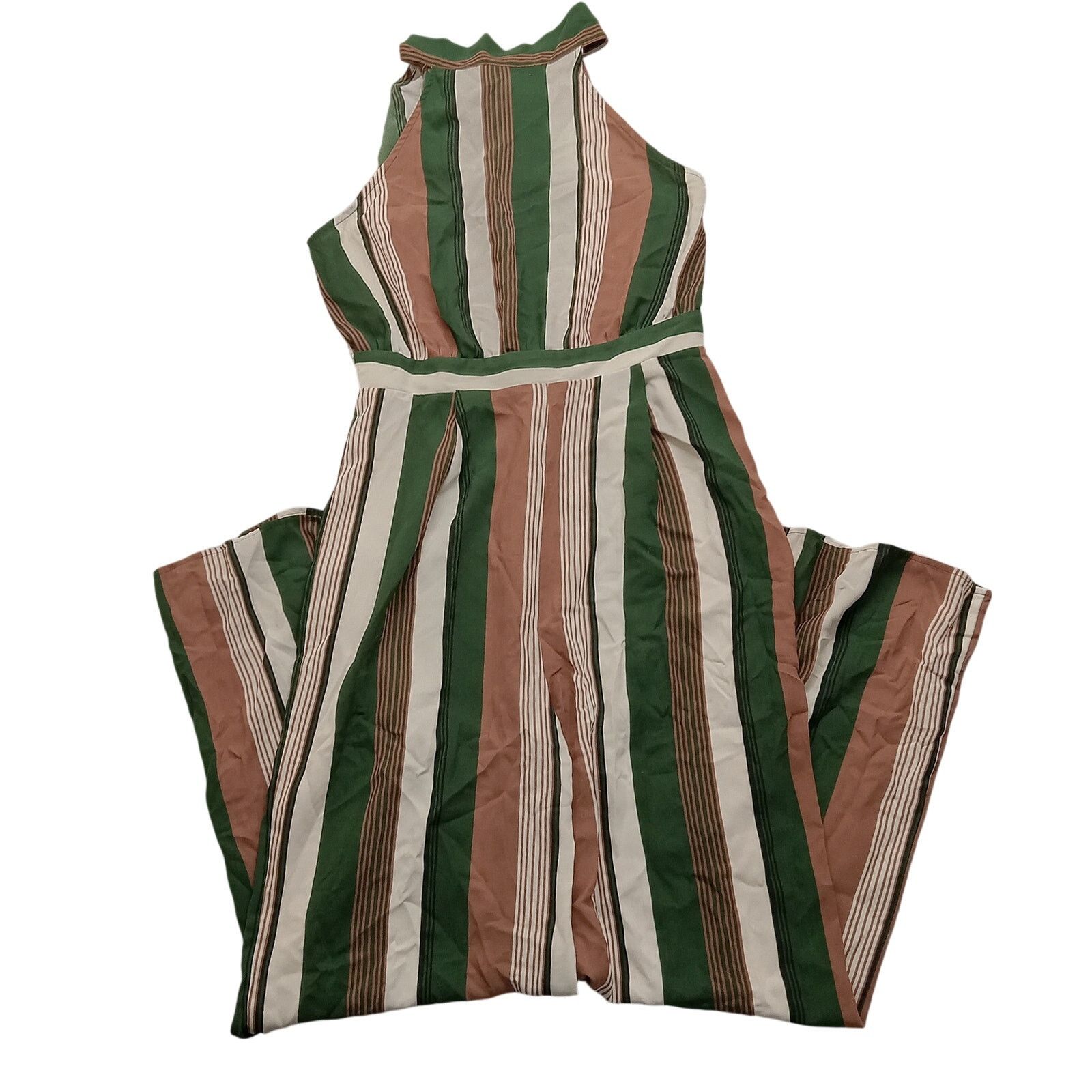 & Other Stories Mine Romper M Green Stripe Back Zip Tie Polyester Size 28" / US 6 / IT 42 - 1 Thumbnail