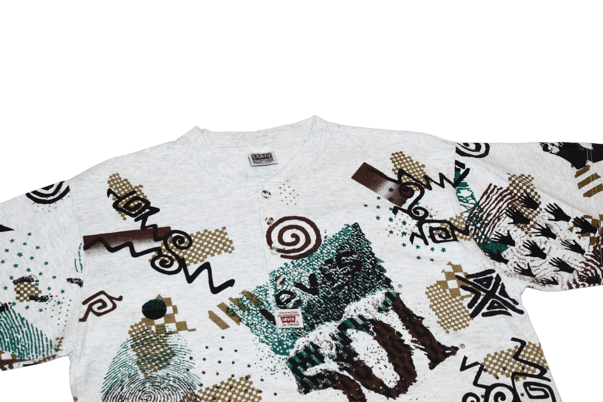 Levi's VTG🔥 90s Levi's 501 abstract art melange baggy t-shirt Size US L / EU 52-54 / 3 - 3 Thumbnail