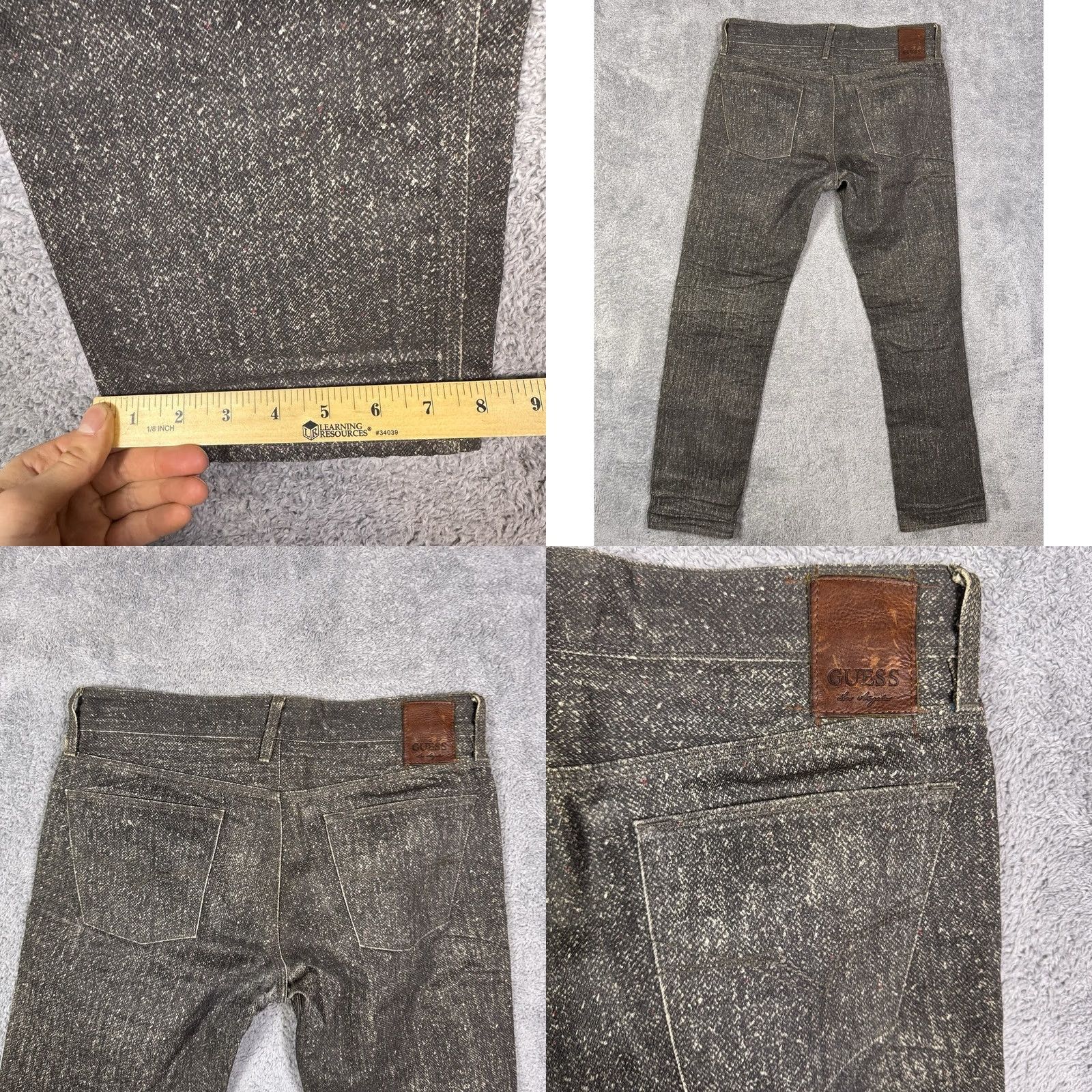 Guess GUESS Jeans Mens 33 Brown Lincoln Men 33x33 Slim Straight Whisker Snakeskin Wash Grunge Size US 33 - 9 Thumbnail