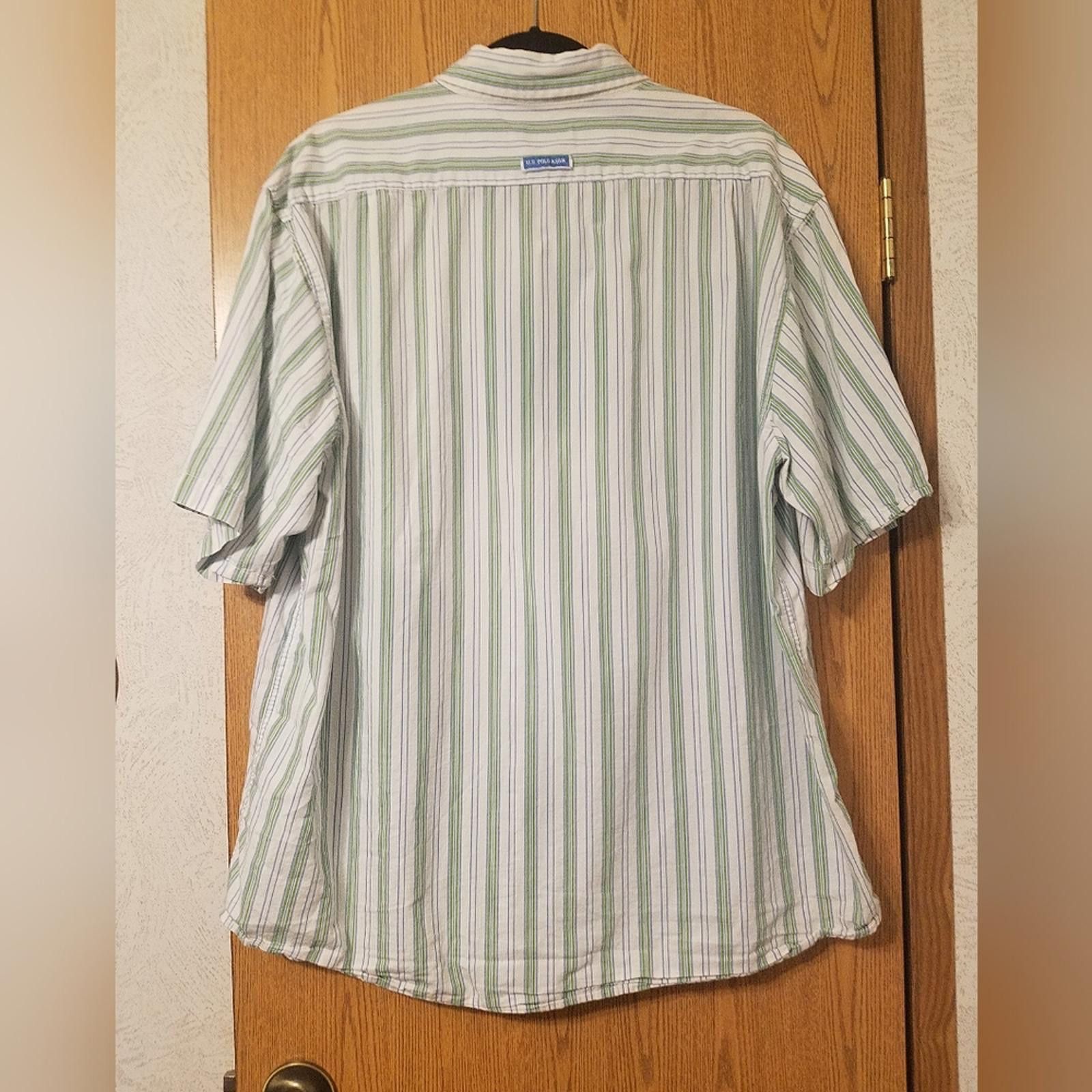 U.S. Polo Assn. US Polo Assn Casual Green/Blue Striped Shirt Size XL Size US XL / EU 56 / 4 - 2 Thumbnail