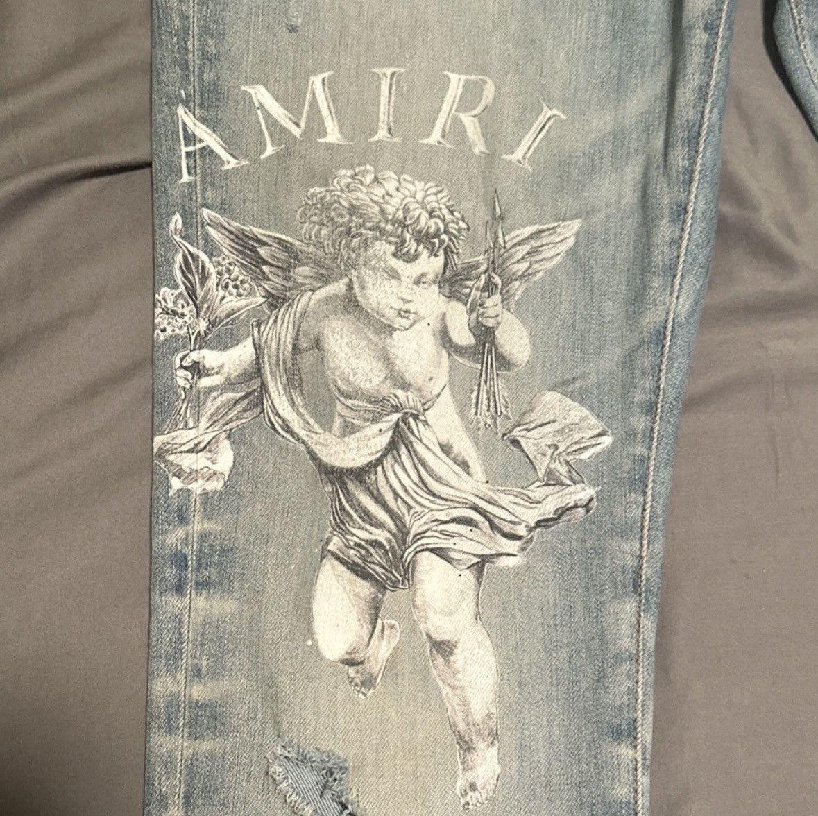 Amiri Cherub Jeans distressed light blue denim