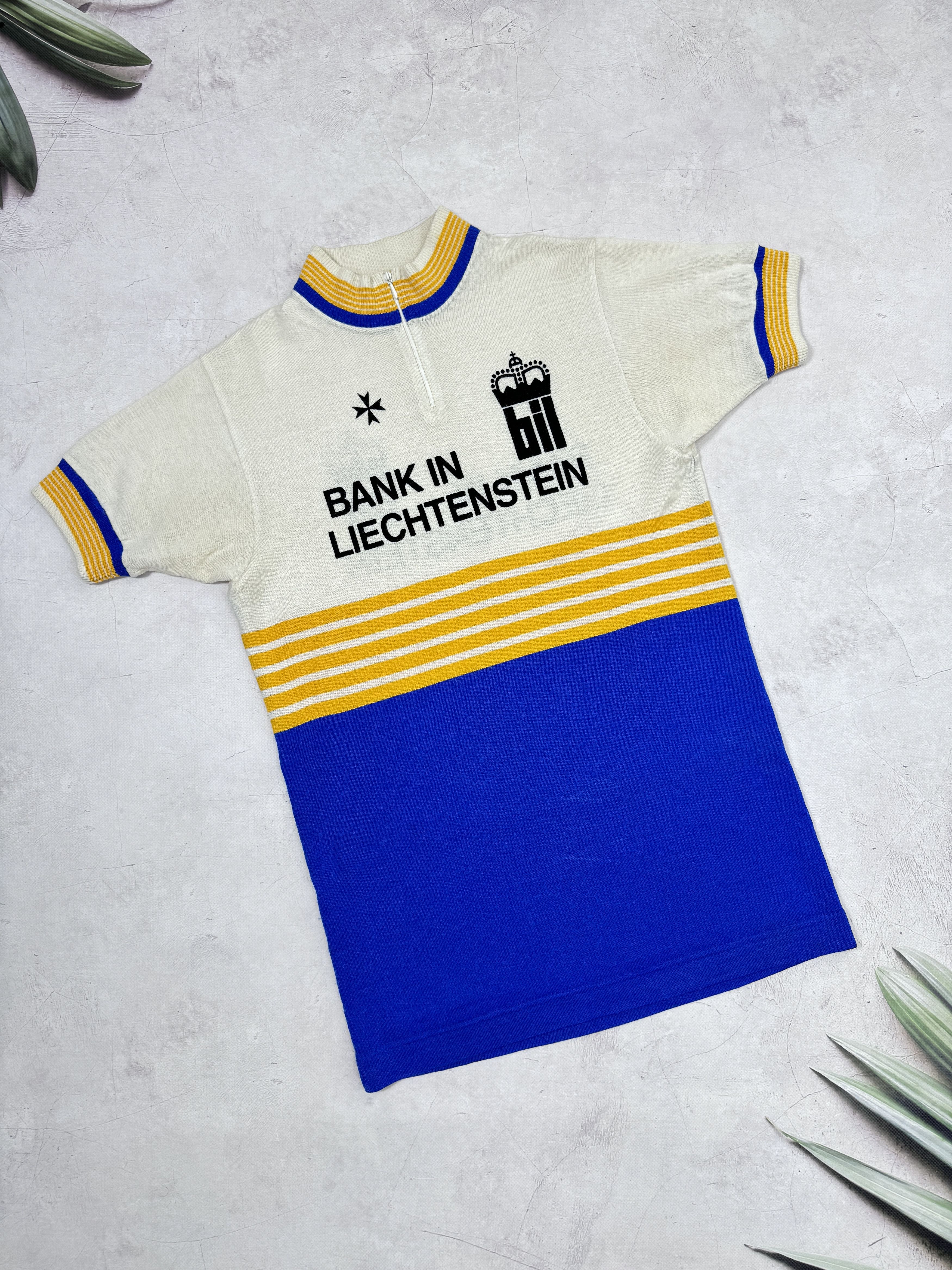 Vintage 70s Bank in Liechtenstein Cycling Jersey by Befa Sport Size US M / EU 48-50 / 2 - 1 Thumbnail