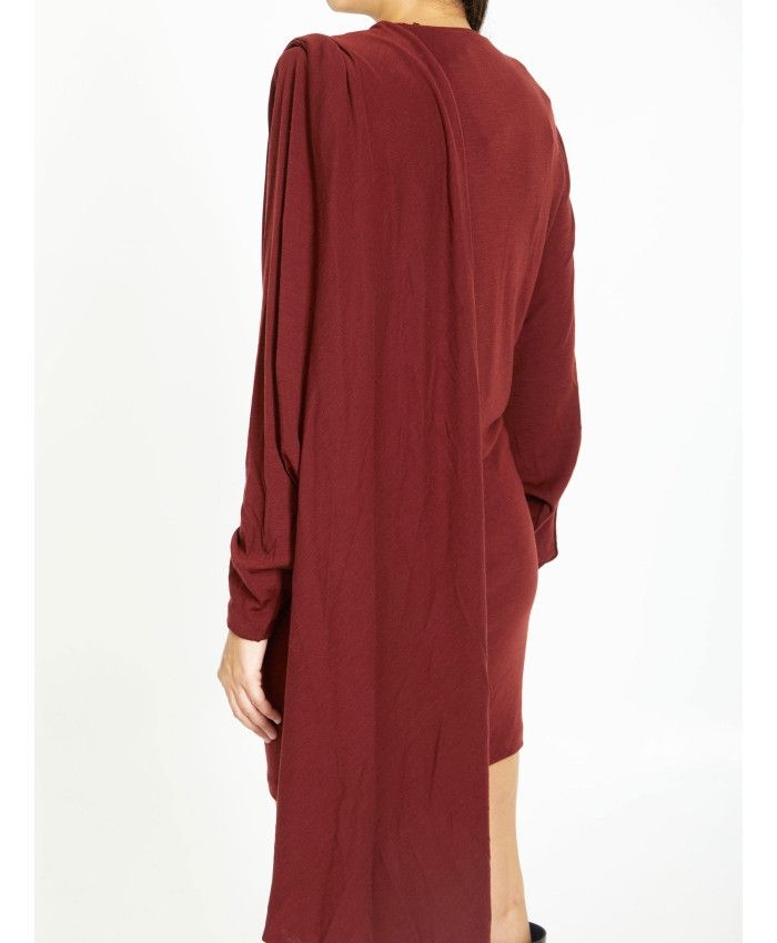 Saint Laurent Paris o1s1wg111124 Draped Dress in Wool Jersey in Red Size XS / US 0-2 / IT 36-38 - 4 Thumbnail