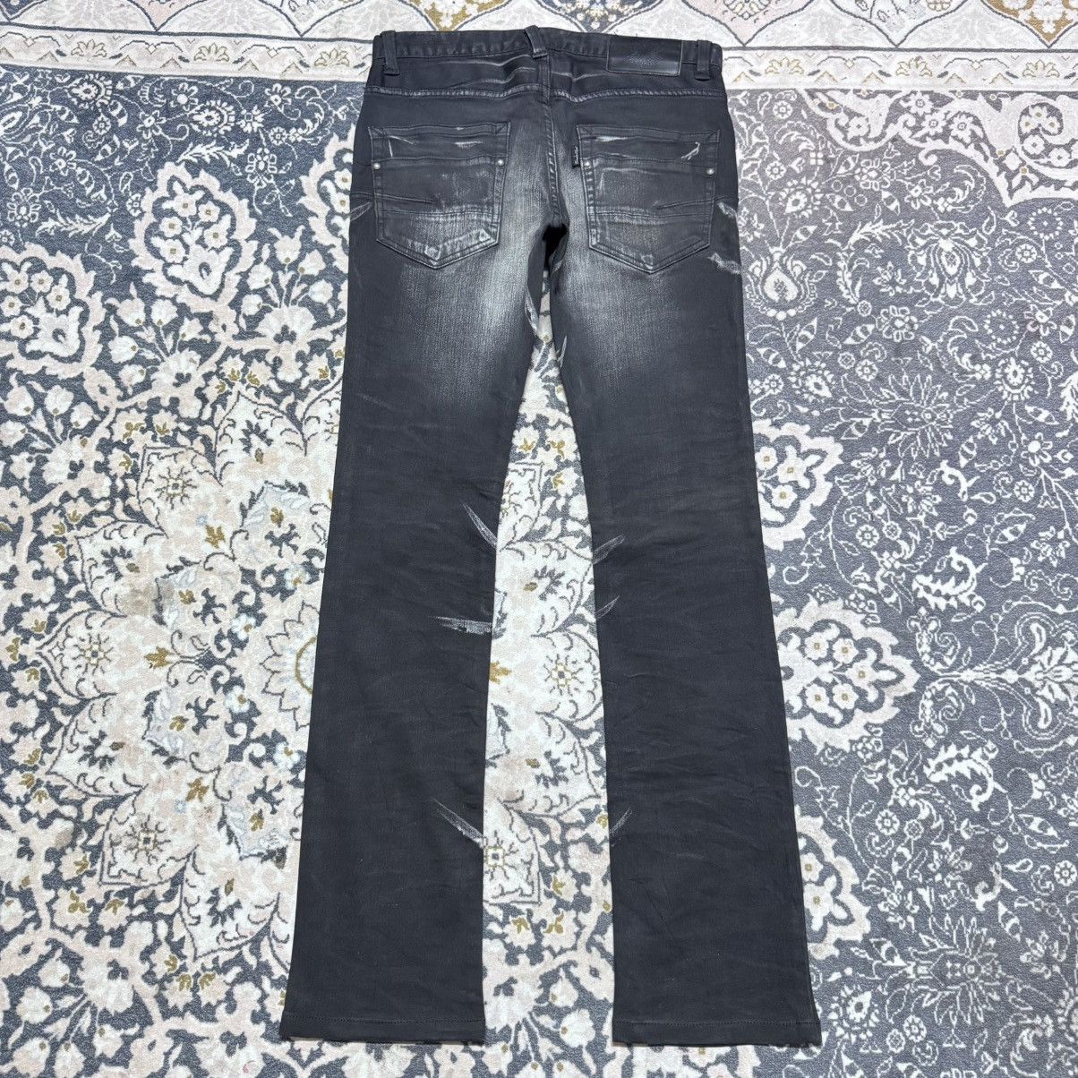 Tornado Mart Tornado Mart Black Whisker Denim Low Flare Jeans Size US 29 - 23 Thumbnail