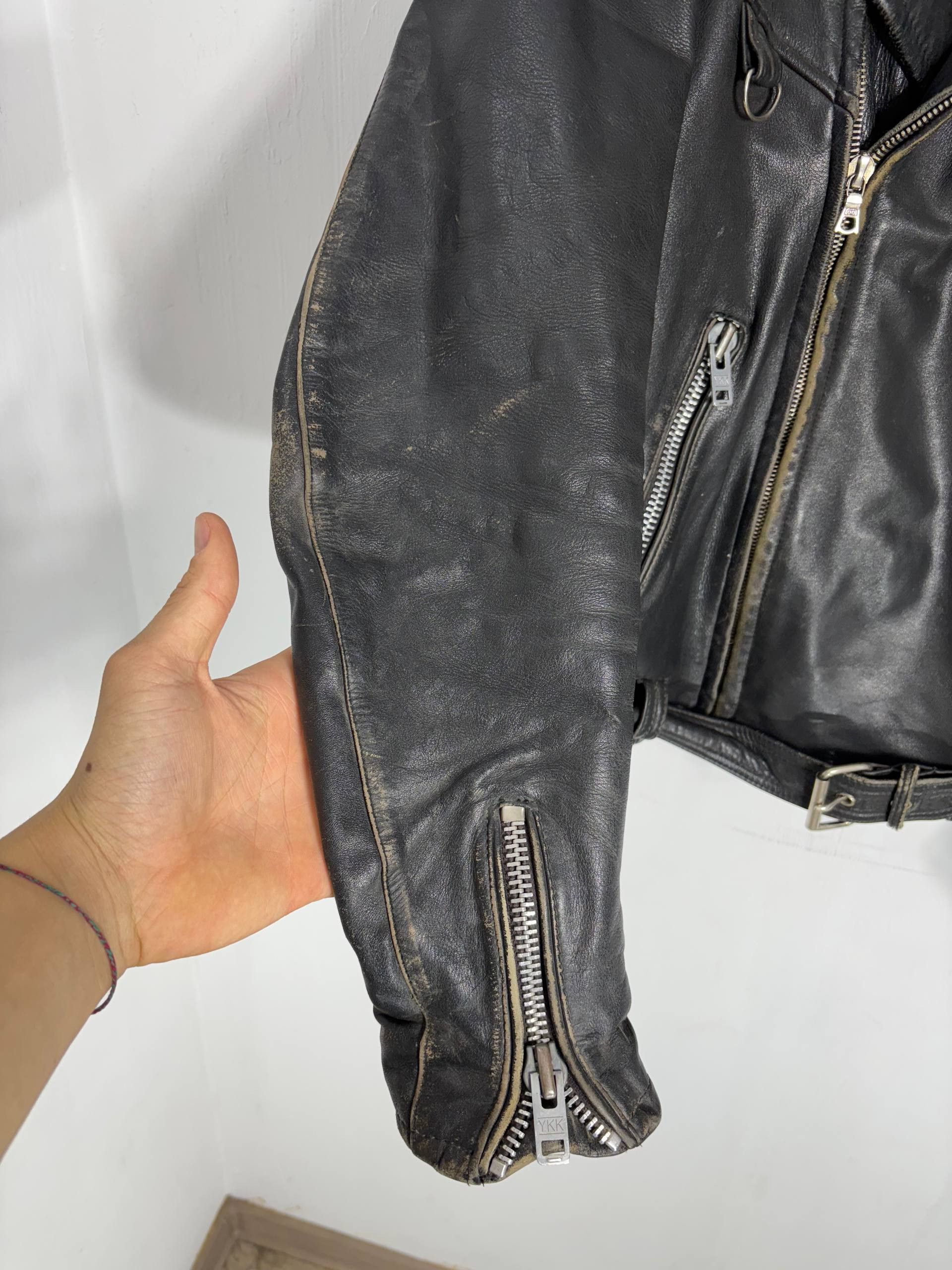 Vintage Vintage IXS Assymetrical Faded Distressed Leather Jacket Size US M / EU 48-50 / 2 - 8 Thumbnail