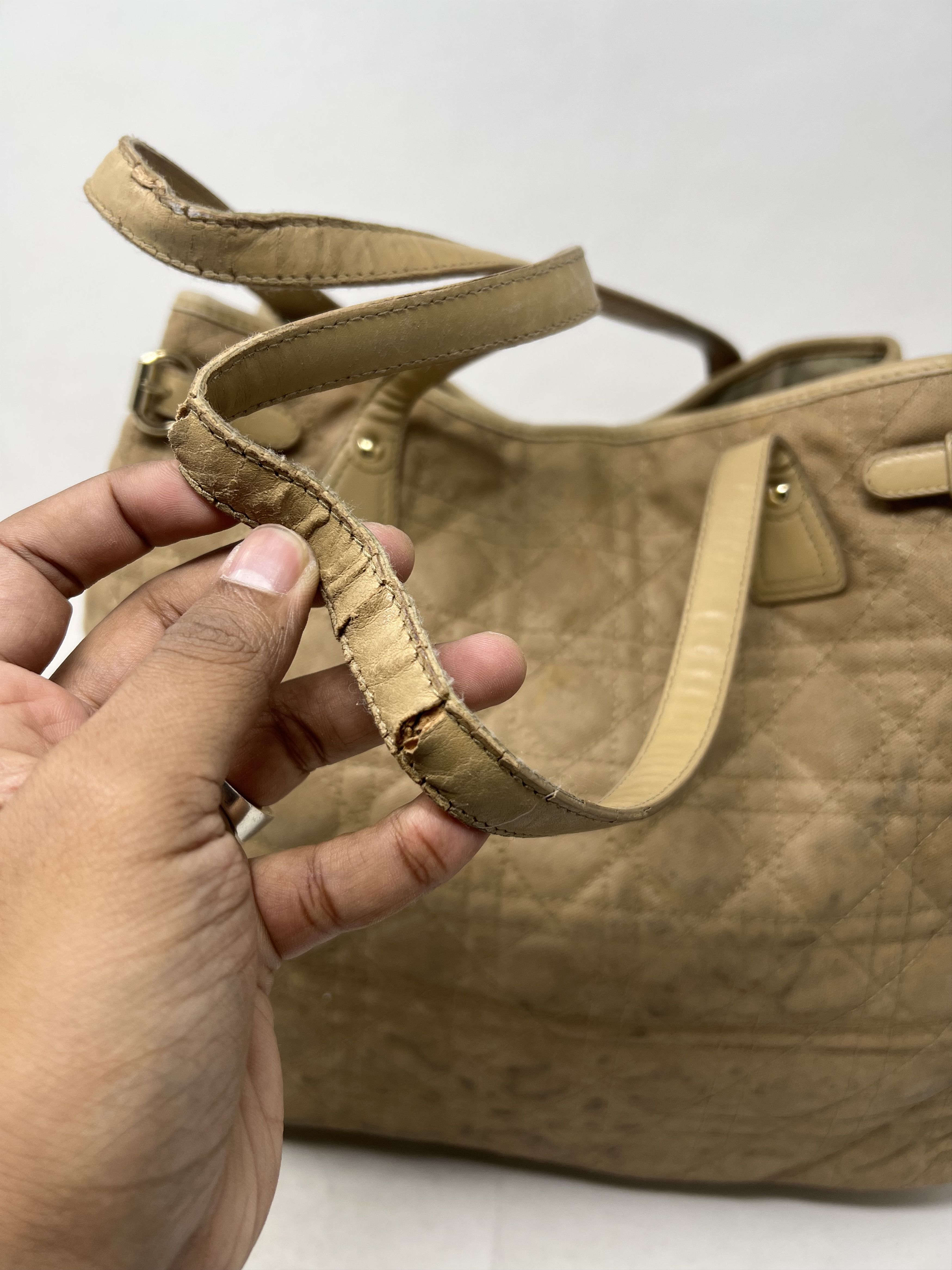 Christian Dior Monsieur Christian Dior Panarea Cannage Quilted Canvas Tote Size ONE SIZE - 6 Thumbnail